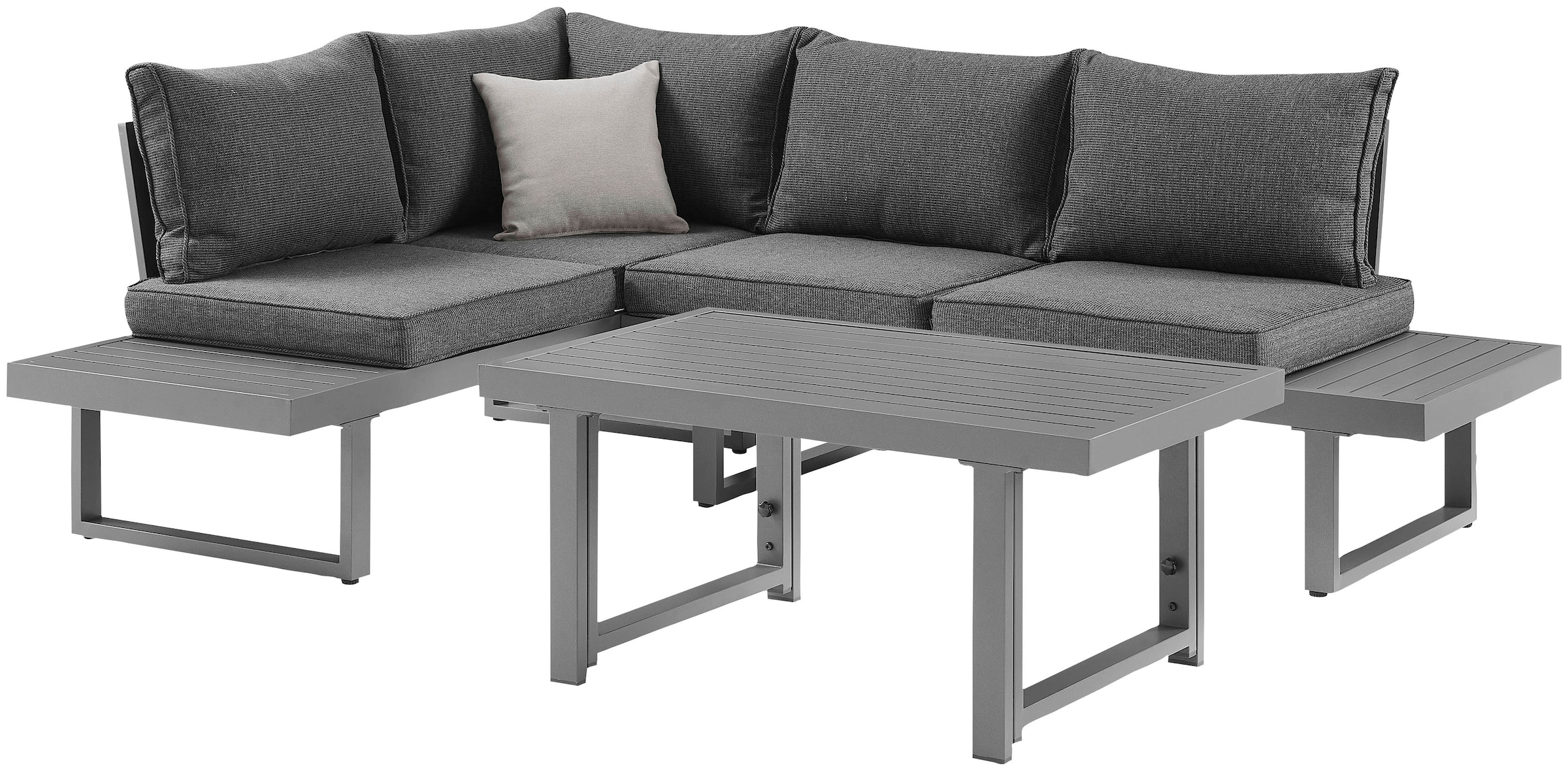 KONIFERA Gartenlounge-Set »Hamburg« Set, Tisch:100x60x60/40cm,abnehmbare Rückenlehnen ,individuell aufstellbar, 14 Stk. tlg. höhenverstellbarer Tisch, inkl. Schutzhülle, Aluminiumgestell
