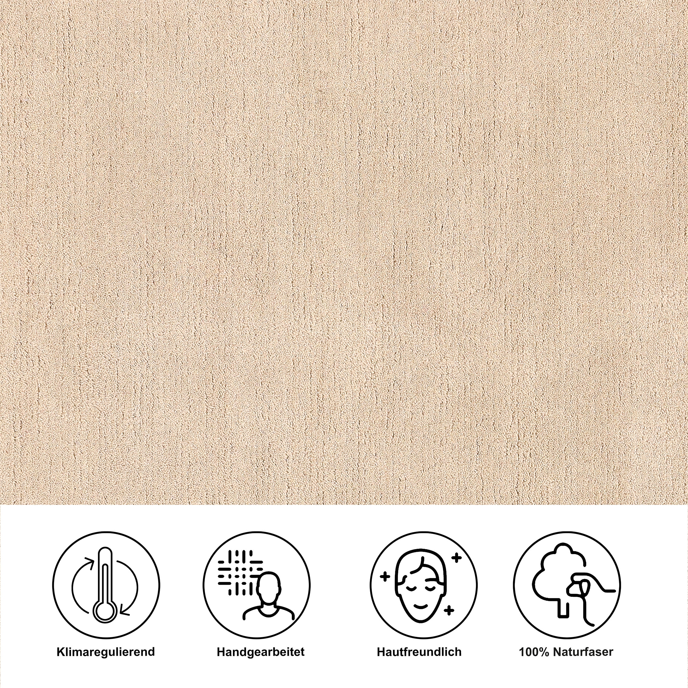 my home Wollteppich »Gabbo Natur,  Handweb Teppich,  reine Wolle, handgewebt« rechteckig 14 mm Höhe reine Wolle, Uni,handgewebt, Wohnzimmer, Schlafzimmer, Esszimmer