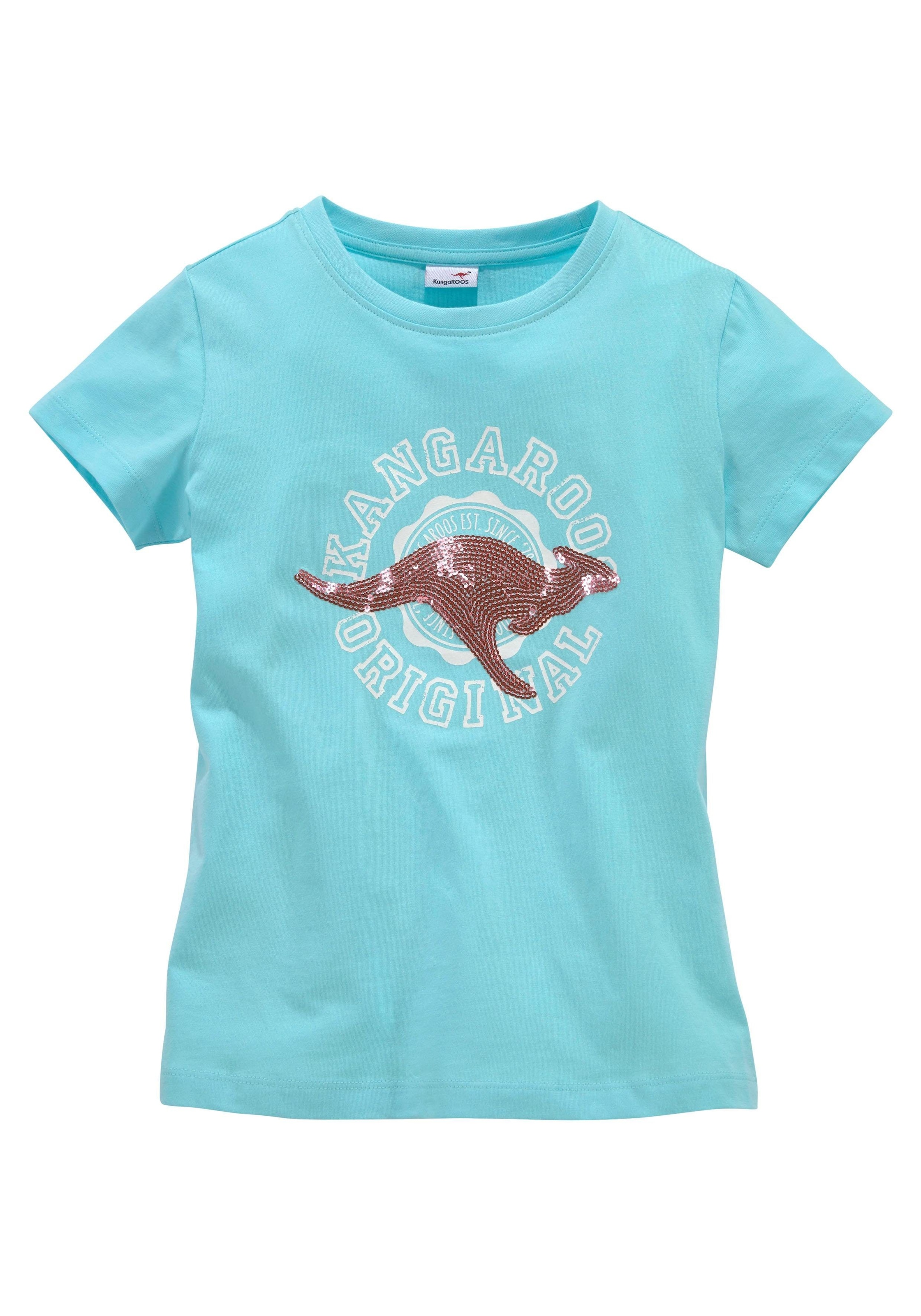 KangaROOS T-Shirt »mit Paillettenapplikation«, Mit Logo-Print