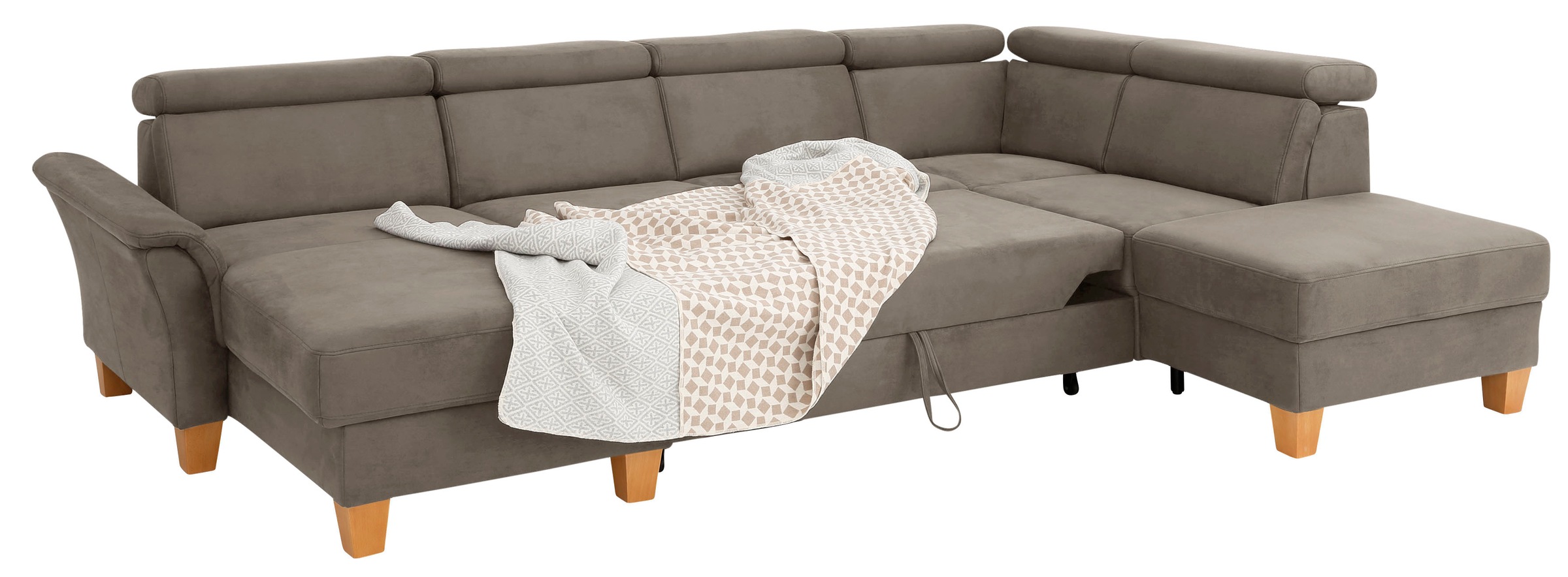 Home affaire Wohnlandschaft »Conville U-Form«, Kopfteilverstellung wahlweise mit Bettfunktion und Bettkasten