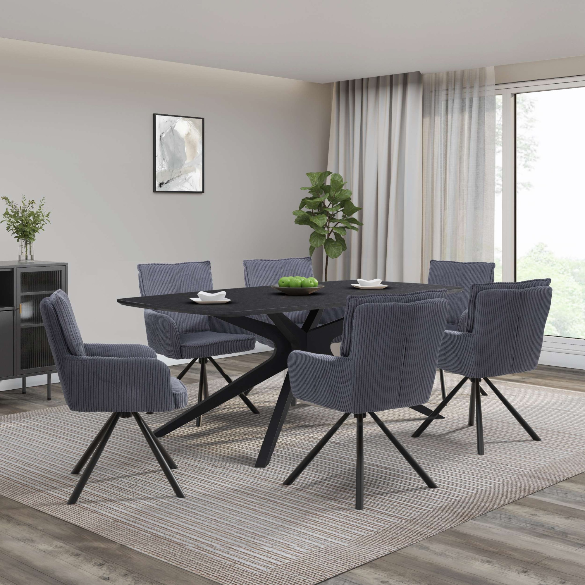 GOODproduct Esstisch »Dakona« Tischplatte mit Holzstruktur, schwarze Metallbeine, Höhe 76 cm