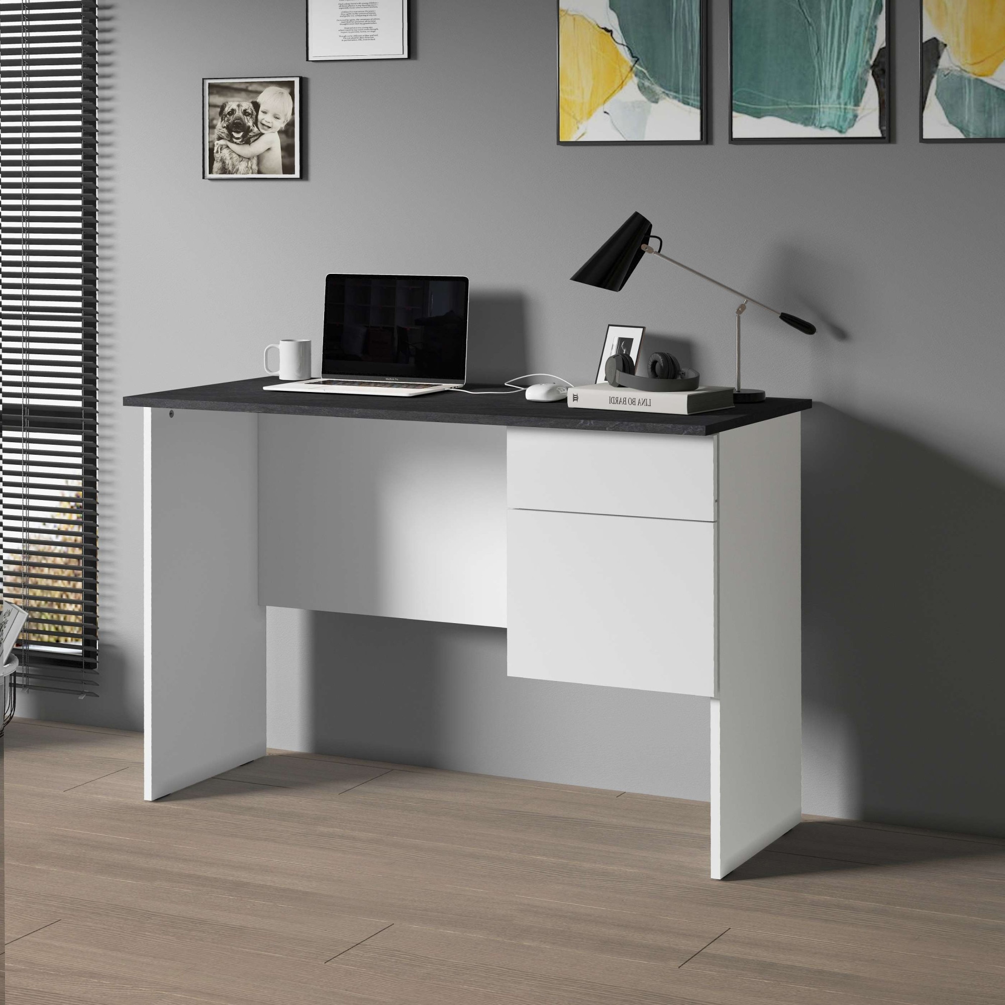 Home affaire Schreibtisch »Sunrise, kleiner Computertisch, Bürotisch« mit 1 Tür & 1 Schublade, Tischplatte Breite 110 cm, Made in Italy