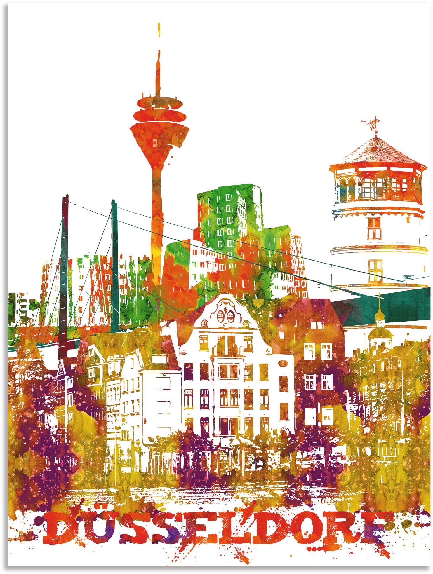 Image of Artland Wandbild »Düsseldorf Grafik«, Düsseldorf, (1 St.), in vielen Grössen & Produktarten - Alubild / Outdoorbild für den Aussenbereich, Leinwandbild, Poster, Wandaufkleber / Wandtattoo auch für Badezimmer geeignet bei Ackermann Versand Schweiz