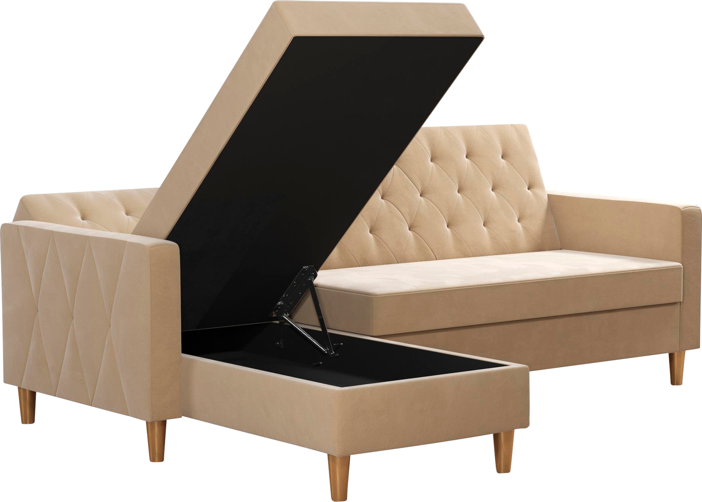 CosmoLiving by Cosmopolitan Ecksofa »Liberty, L-Form,« mit Schlafffunktion, Recamiere beidseitig montierbar, Sitzhöhe 43 cm