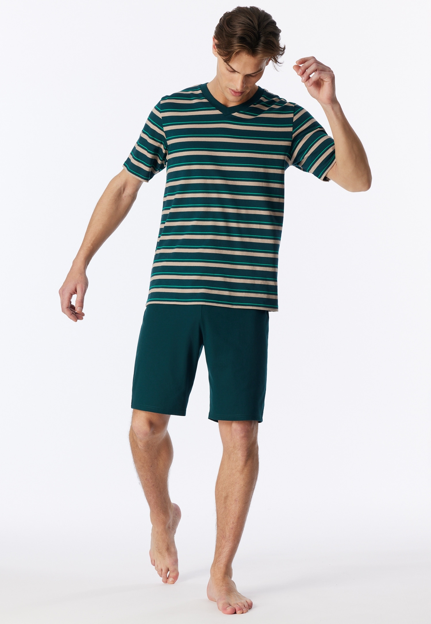 Schiesser Shorty »Casual Nightwear« 2 Encolure en V, short uni avec cordon de serrage à la taille