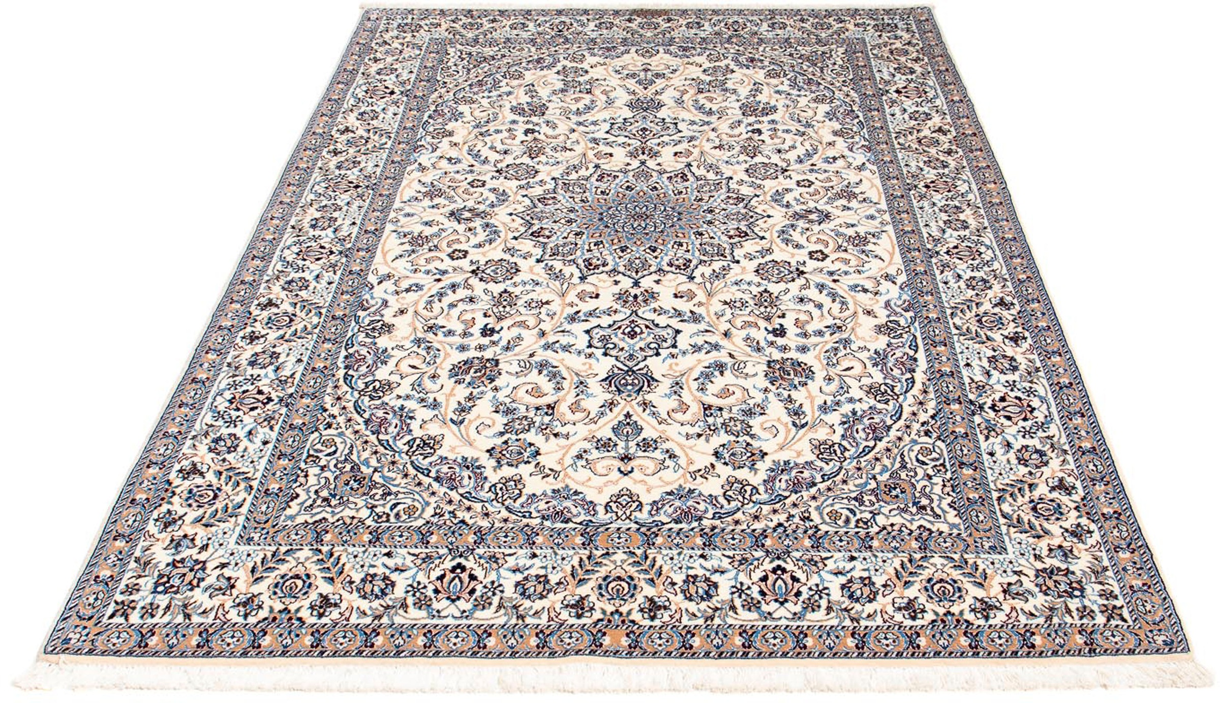 Image of morgenland Orientteppich »Perser - Nain - Premium - 206 x 131 cm - beige«, rechteckig, 6 mm Höhe, Wohnzimmer, Handgeknüpft, Einzelstück mit Zertifikat bei Ackermann Versand Schweiz