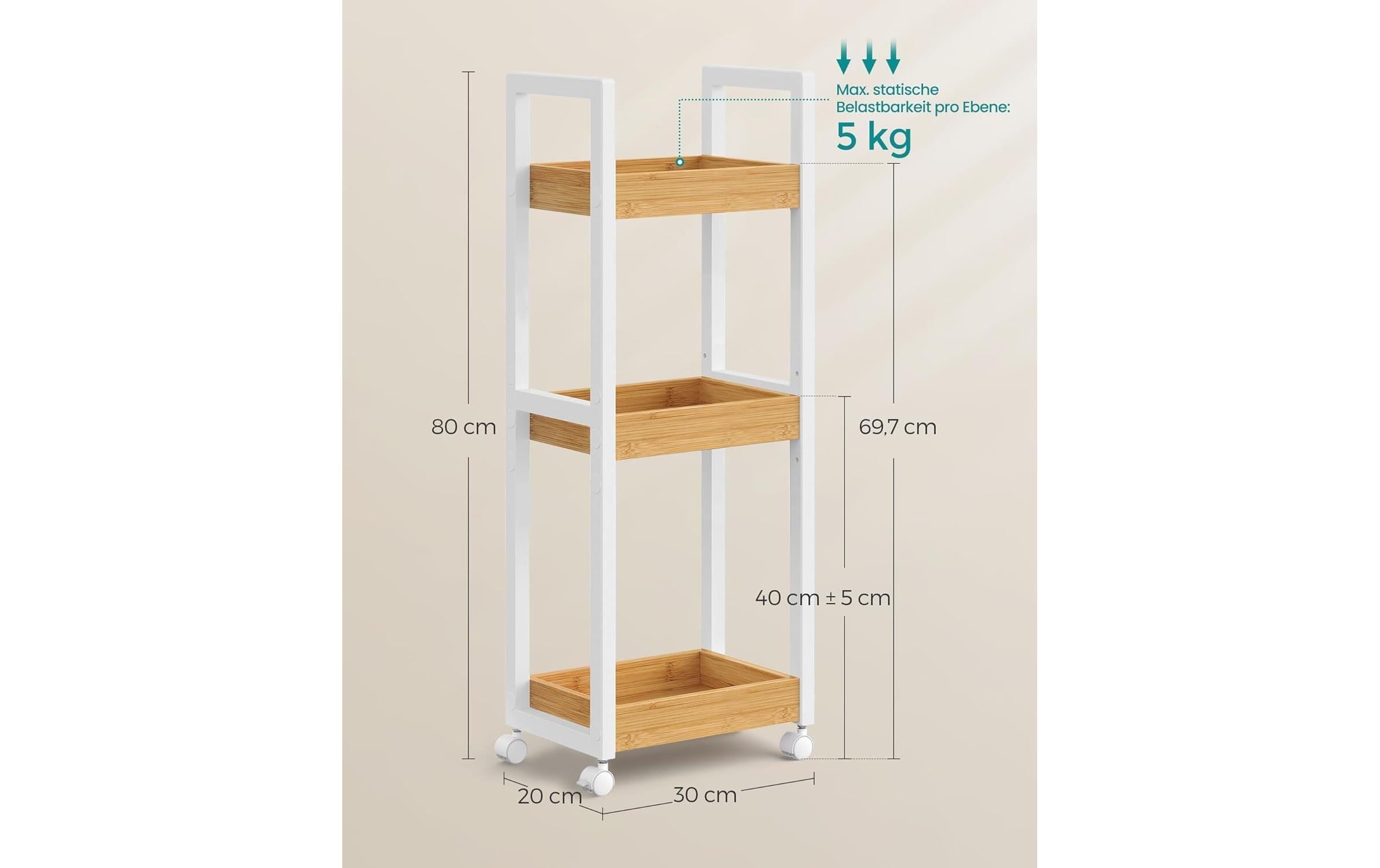 SONGMICS Étagère »mit 3 Ebenen 30 x 20 x 80 cm«