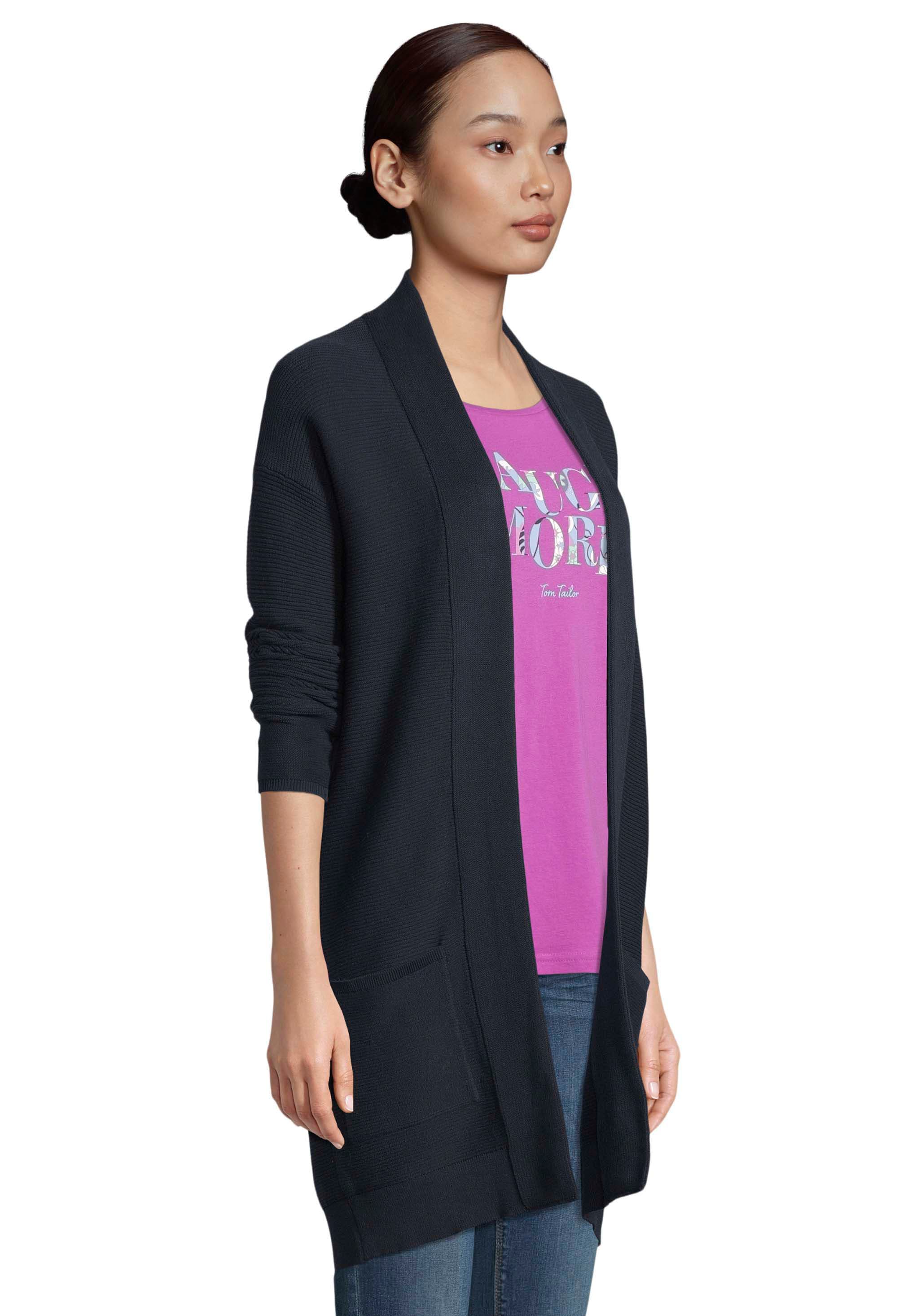 TOM TAILOR Longstrickjacke, aus Rippstrick mit aufgesetzten Taschen
