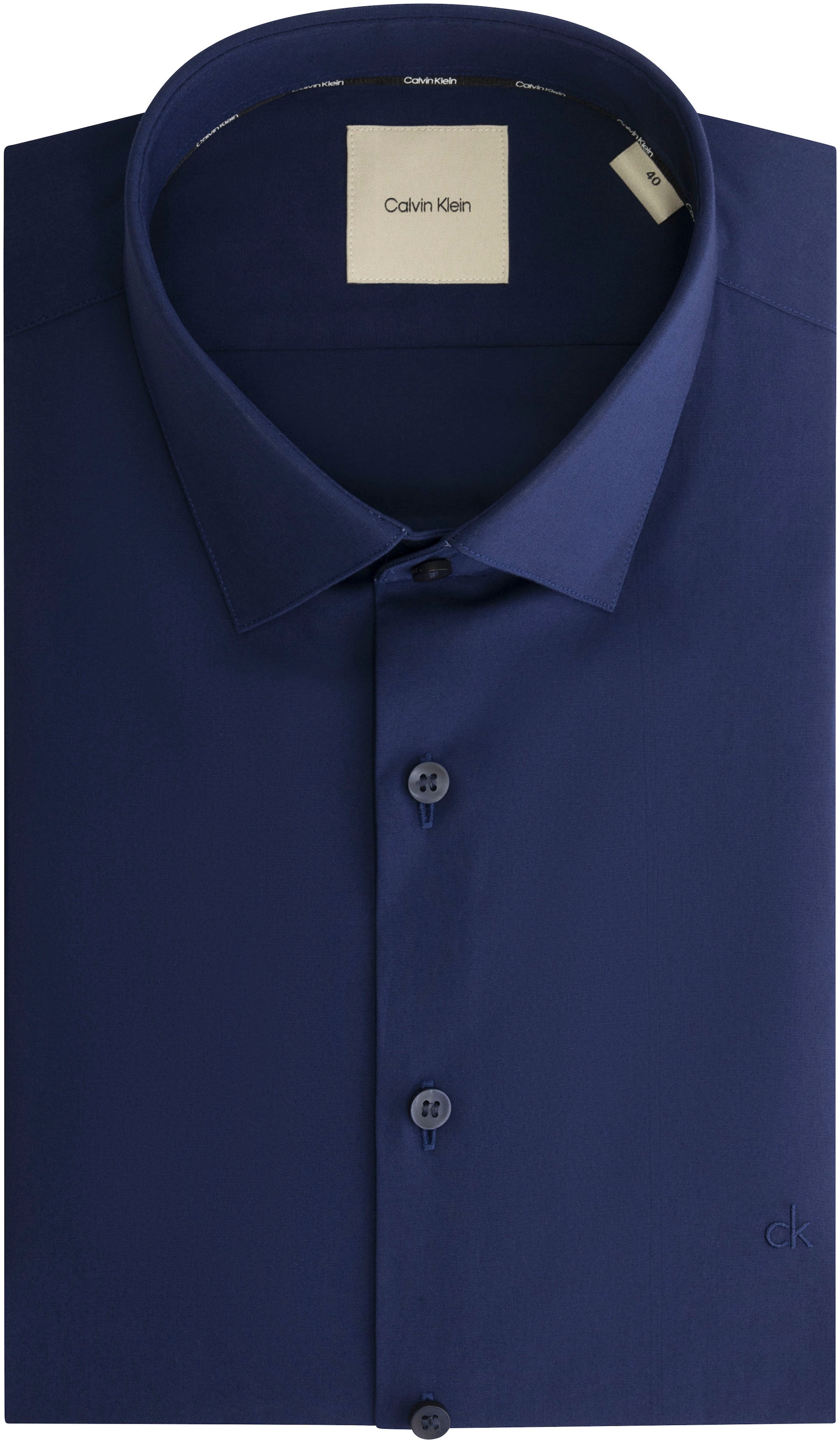 Calvin Klein Businesshemd »POPLIN STRETCH SLIM SHIRT«, mit Kentkragen, Logoprint auf Brusthöhe