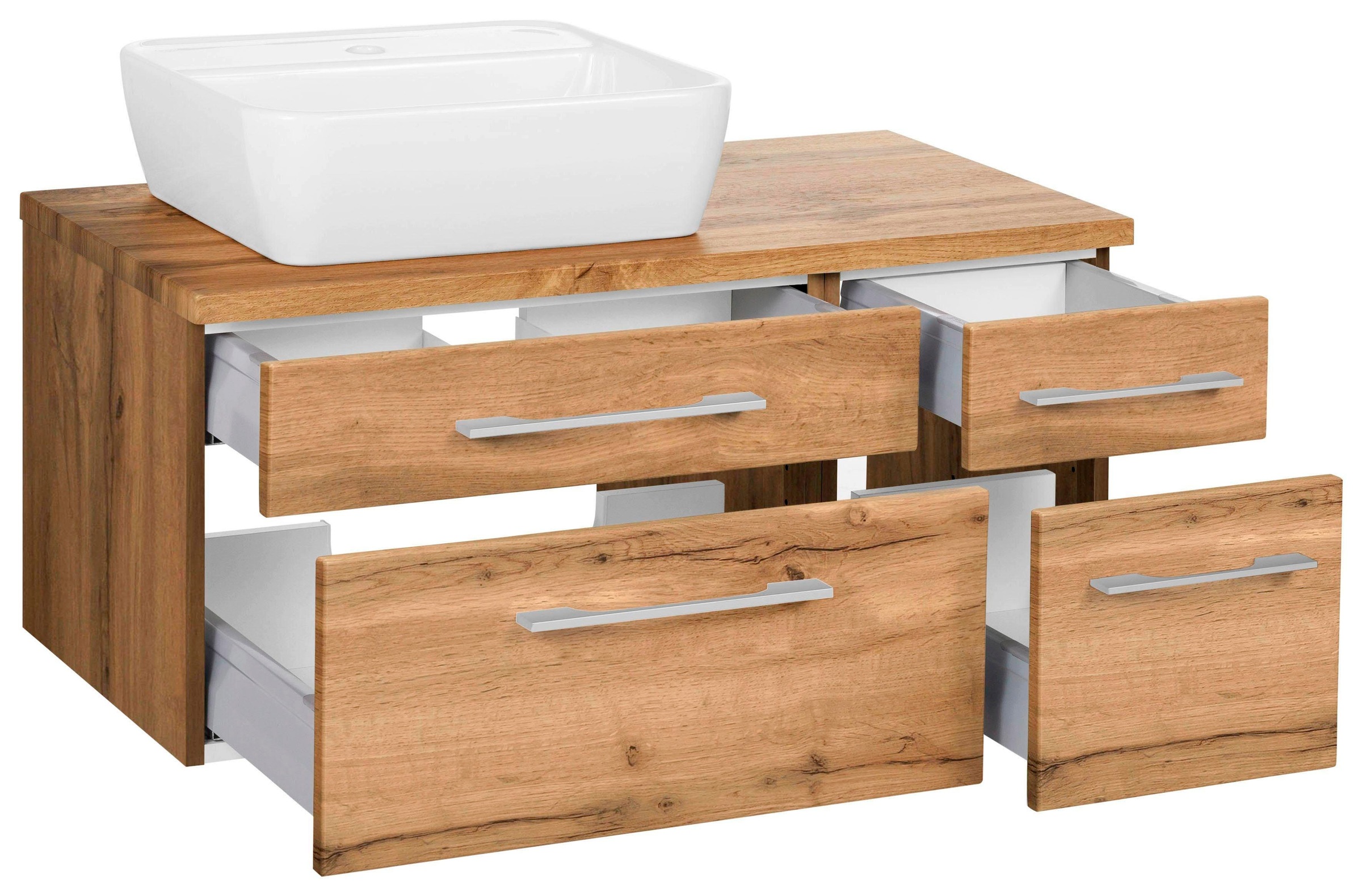 welltime Waschbeckenunterschrank "Davos" Badmöbel, Waschtisch inkl. Waschbecken, Breite 90 cm