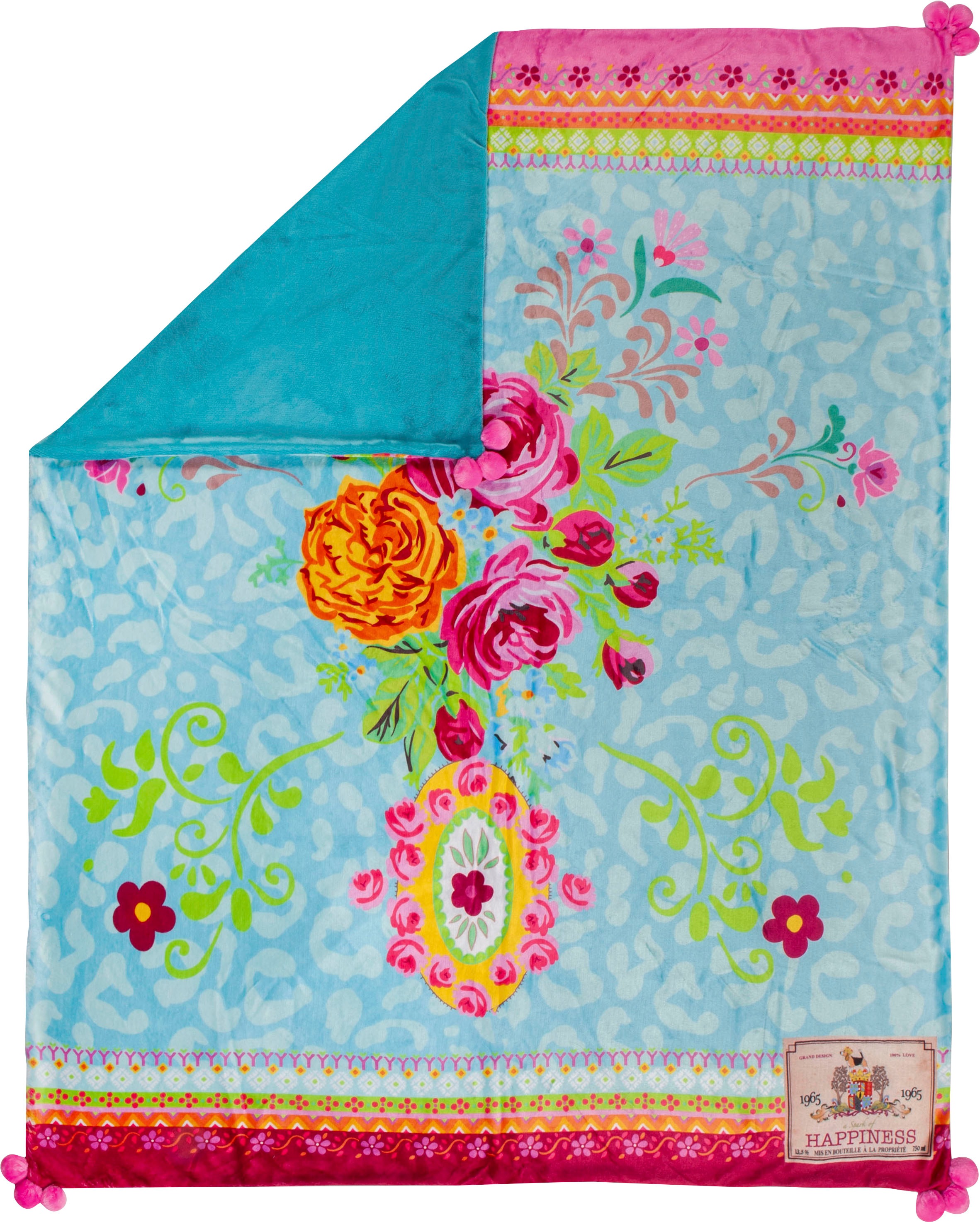 Image of Happiness Plaid »Wild Rose«, mit Pompons, Kuscheldecke bei Ackermann Versand Schweiz