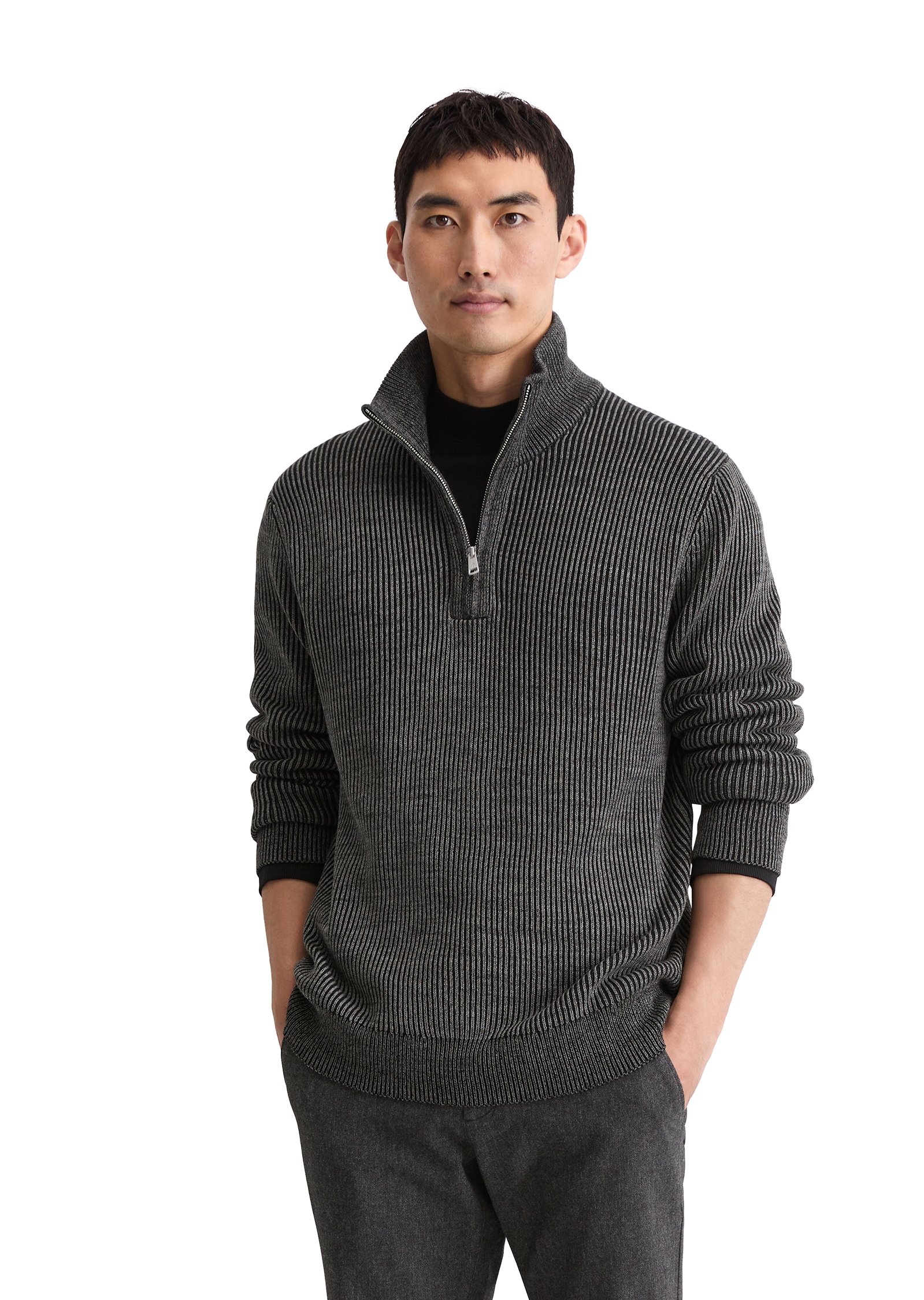 Image of Marc OPolo Troyer Stehkragen, regular fit, Bi-Color-Look