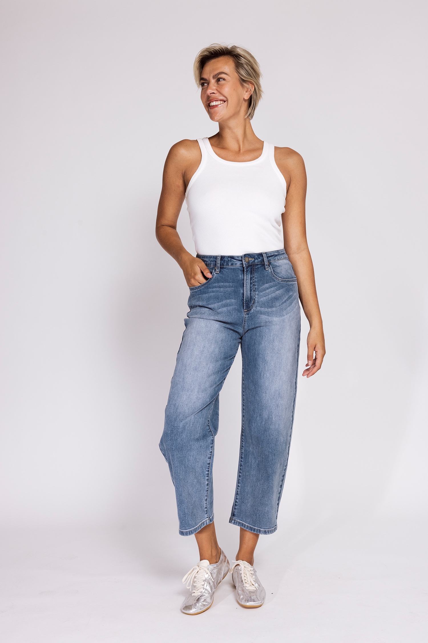 Zhrill Jeans 7/8 »IZA« coupe confortable, jambe droite, longueur 7/8, avec imprimé animal