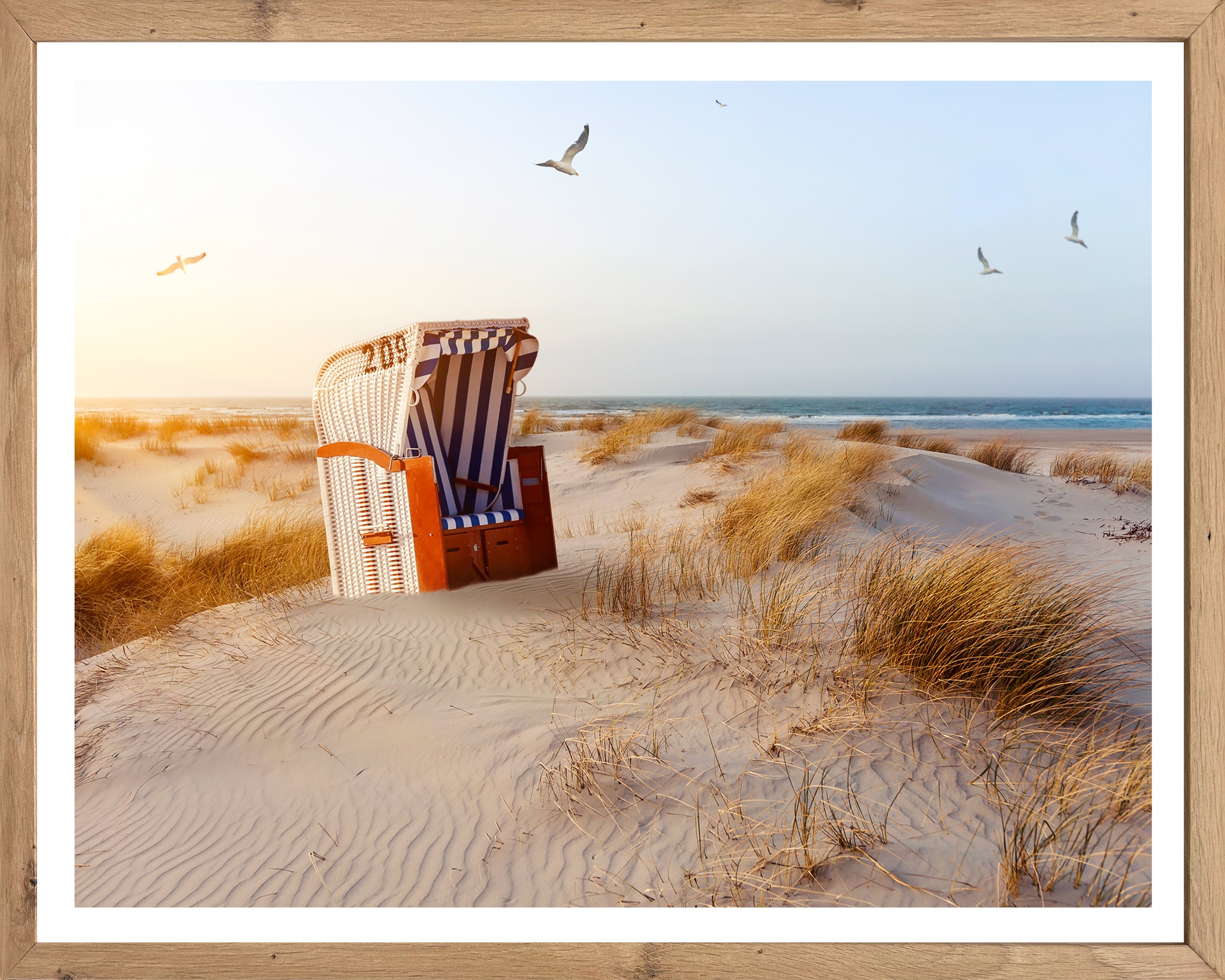 Image of Bönninghoff Bild mit Rahmen "Wandbild gerahmt STRANDKORB DÜNE 40x50 cm – Maritime Wanddeko Küste" Landschaft Meer Meer Bilder Natur Strand Strandbilder 1 Stk. tlg. mit dekorativem Rahmen