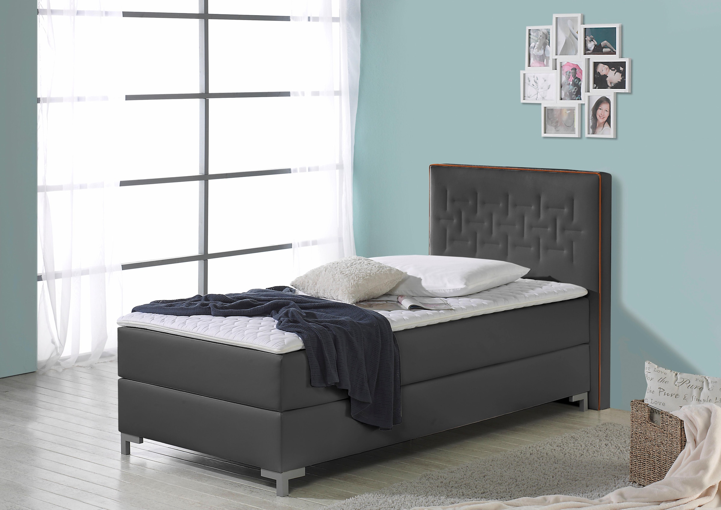 INOSIGN Boxspringbett »Coos«, mit besonderer Steppung im Kopfteil, 3 Matratzenarten, 2 Härtegrade