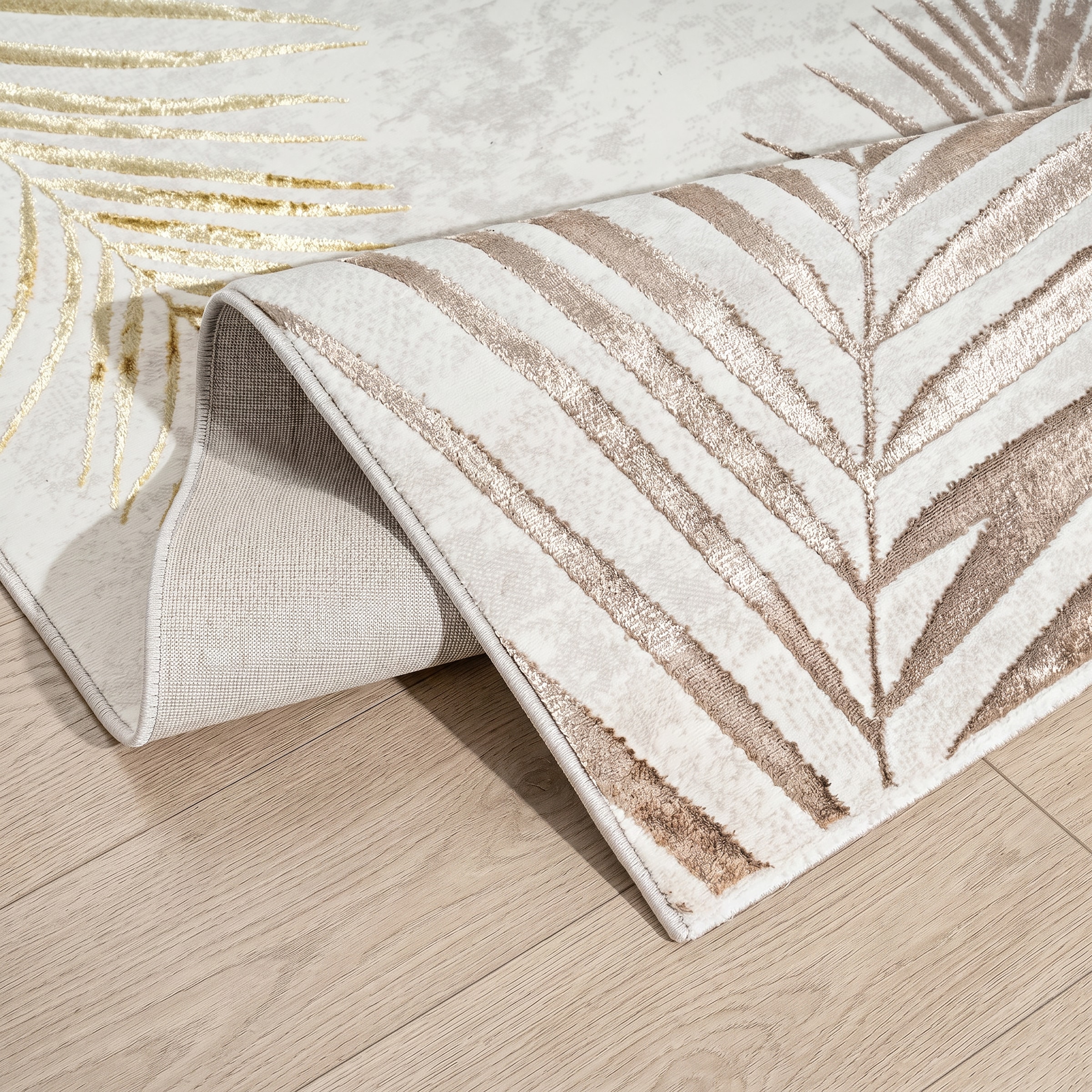 GOODproduct Teppich »Luvvi« rechteckig 8 mm Höhe Kurzflor, modernes Blätter Design, Hoch-Tief-Struktur, Wohnzimmer