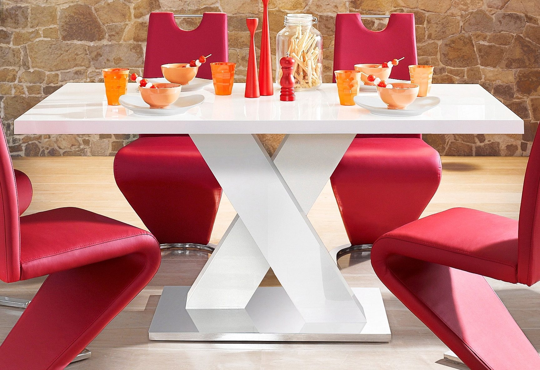 INOSIGN Esstisch »Ali, TOPSELLER! Modernes Design«, (Tisch, Küchentisch), Breite 160 cm, weiss Hochglanz, Bodenplatte aus Metall