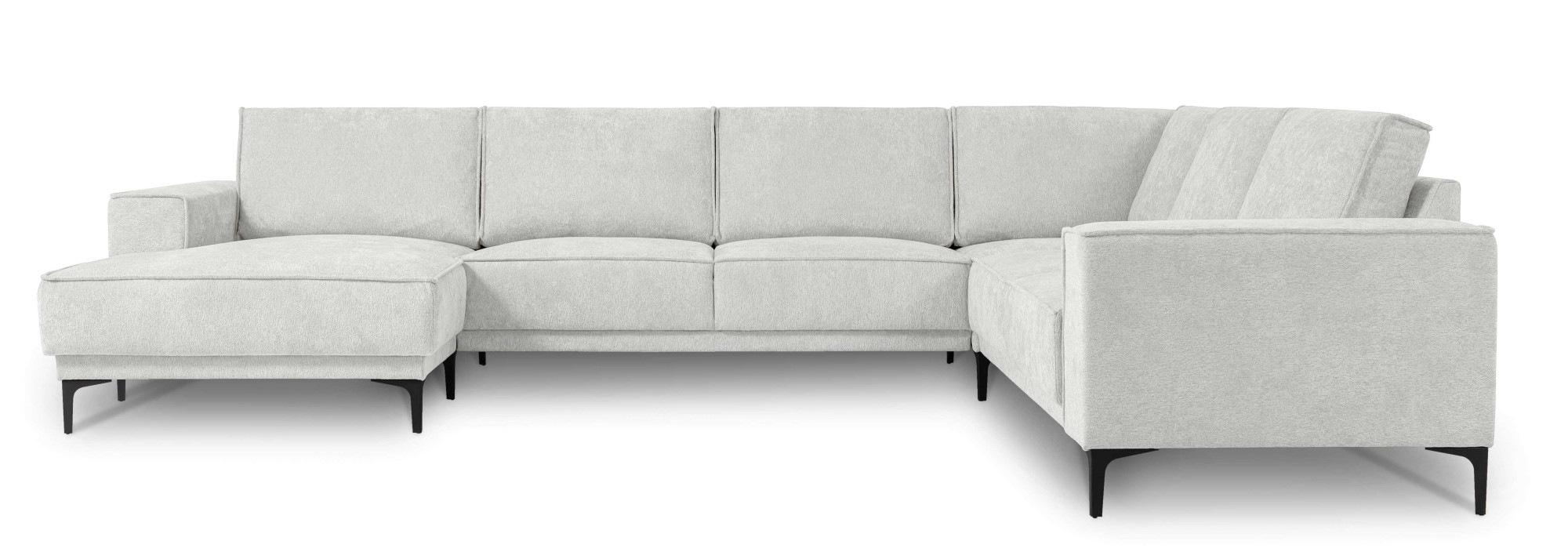 Places of Style Wohnlandschaft »XXL Sofa Oland, Struktur, Flachgewebe, Luxus-Microfaser, Boucle«, U-Form, 342 cm, Wellenunterfederung, Skandi-Design, Metallfüsse