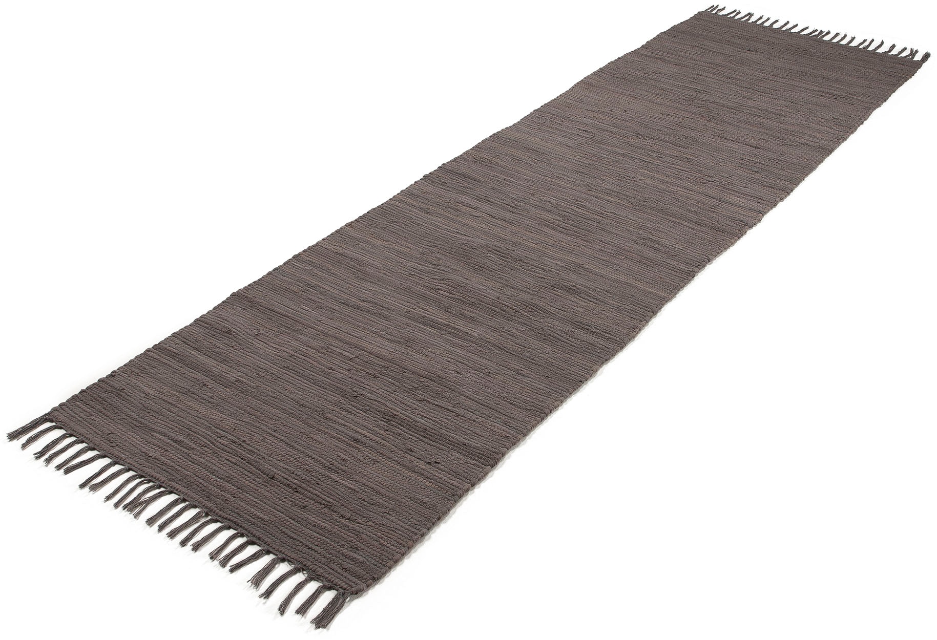 carpetfine Teppich »Kelim Chindi uni, auch als Läufer«, rechteckig, 5 mm Höhe, Wendeteppich, reine Baumwolle, handgewebt, Uni-Farben, mit Fransen