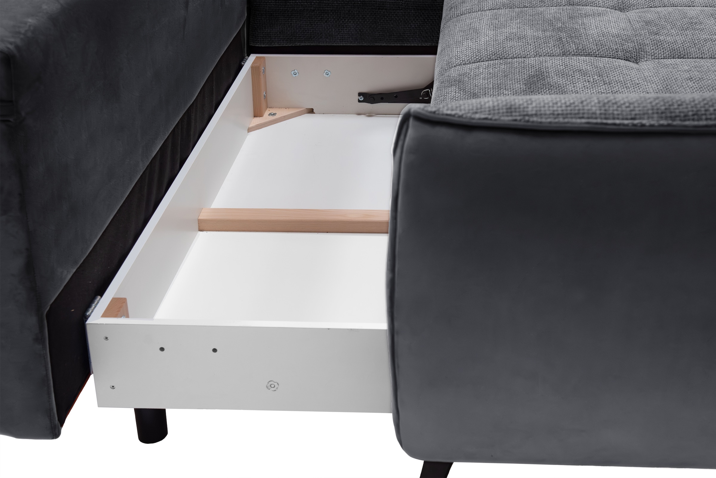 exxpo - sofa fashion Canapé d'angle »Midway Easy-Lift-Bettfunktion, 15cm bodenfrei, bequem, Breite 282cm« inkl. Bettfunktion und praktischem Bettkasten, L-Form