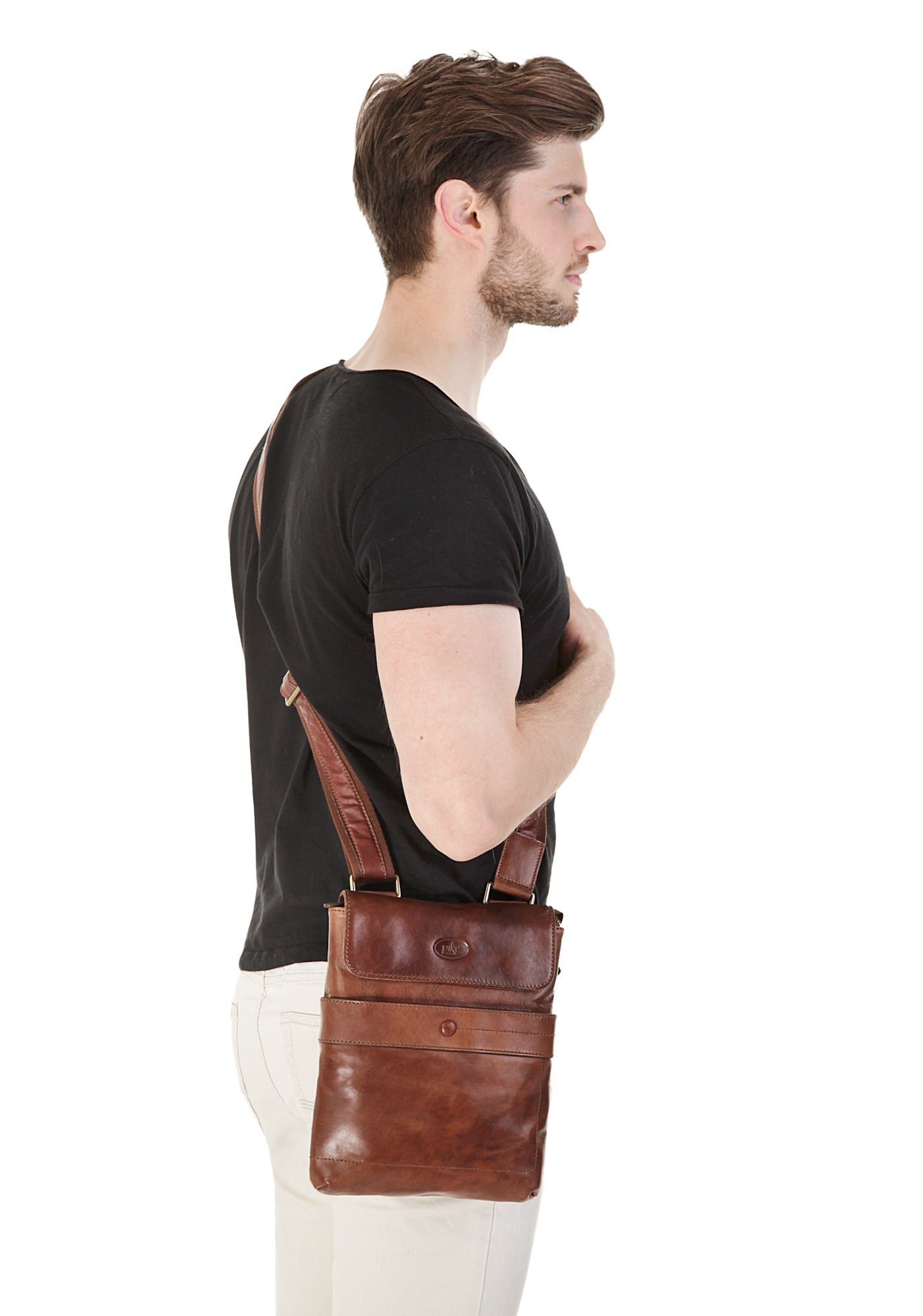 Piké Umhängetasche, echt Leder, Made in Italy
