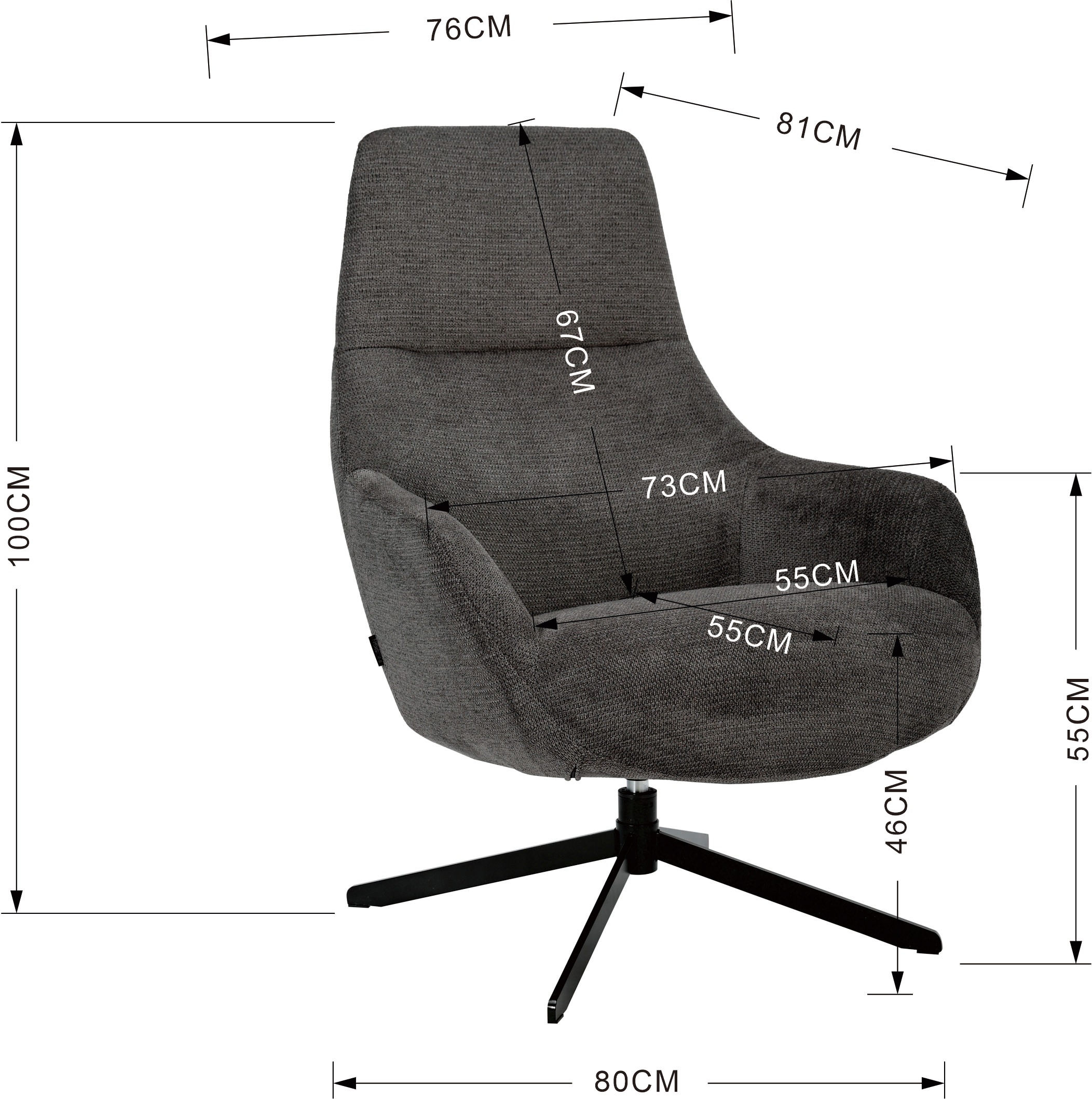 GOODproduct Fauteuil pivotant »CLARINDA moderner Ohrensessel drehbar, TV-Sessel, Relaxsessel« 360-Grad drehbar, robustes Metallgestell,