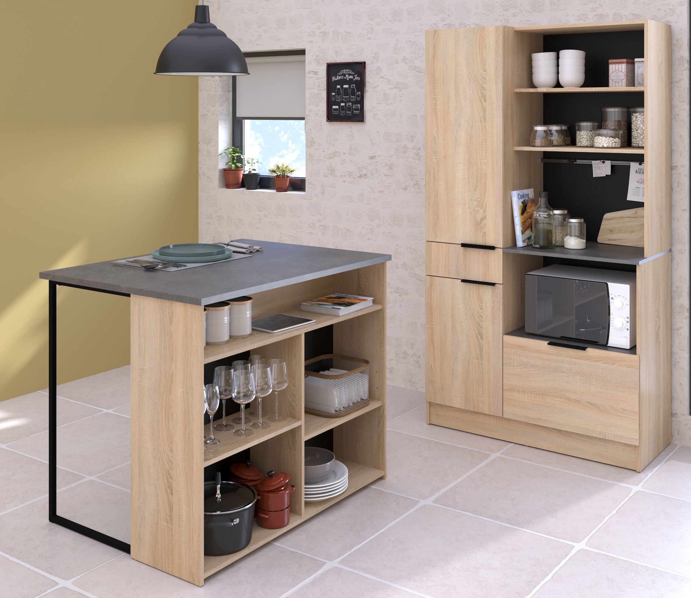 Parisot Schrank-Set »Fumay«, (Set, 2 St.), viel Stauraum, Kabeldurchlass