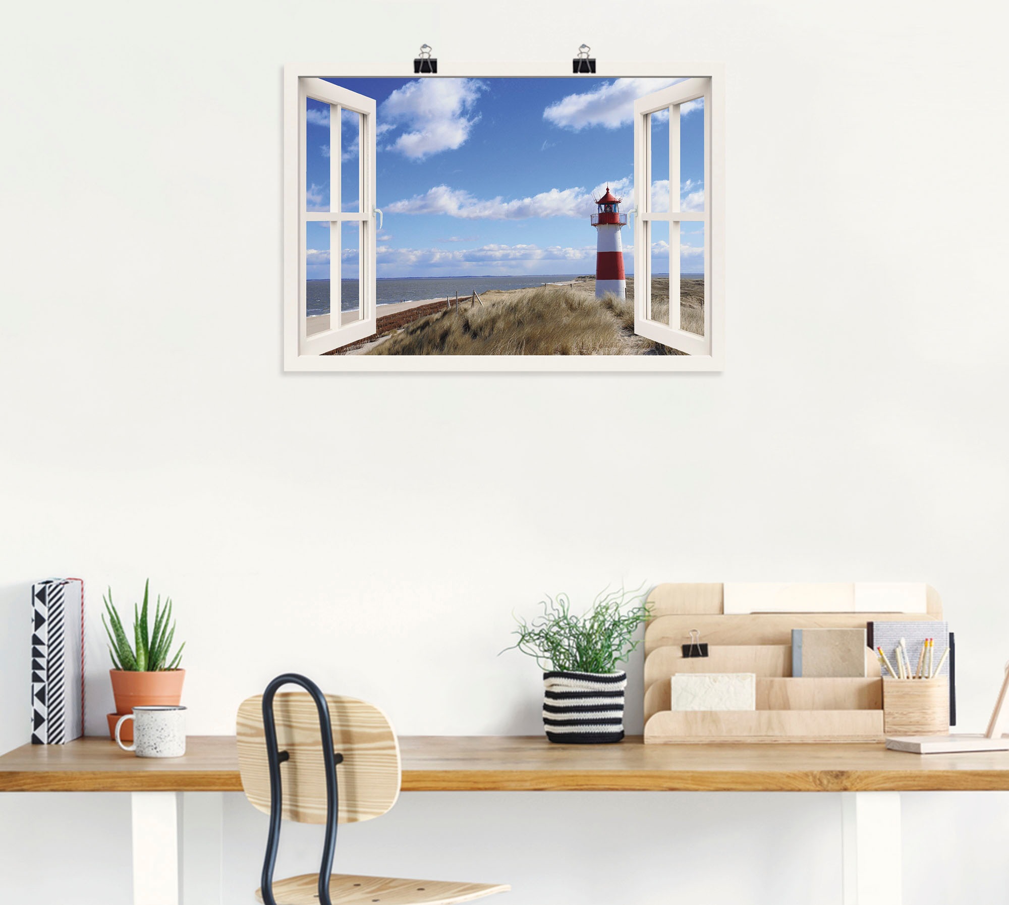 Artland Wandbild »Fensterblick - Leuchtturm Sylt« Fensterblick 1 Stk. tlg. als Leinwandbild, Poster in verschied. Grössen