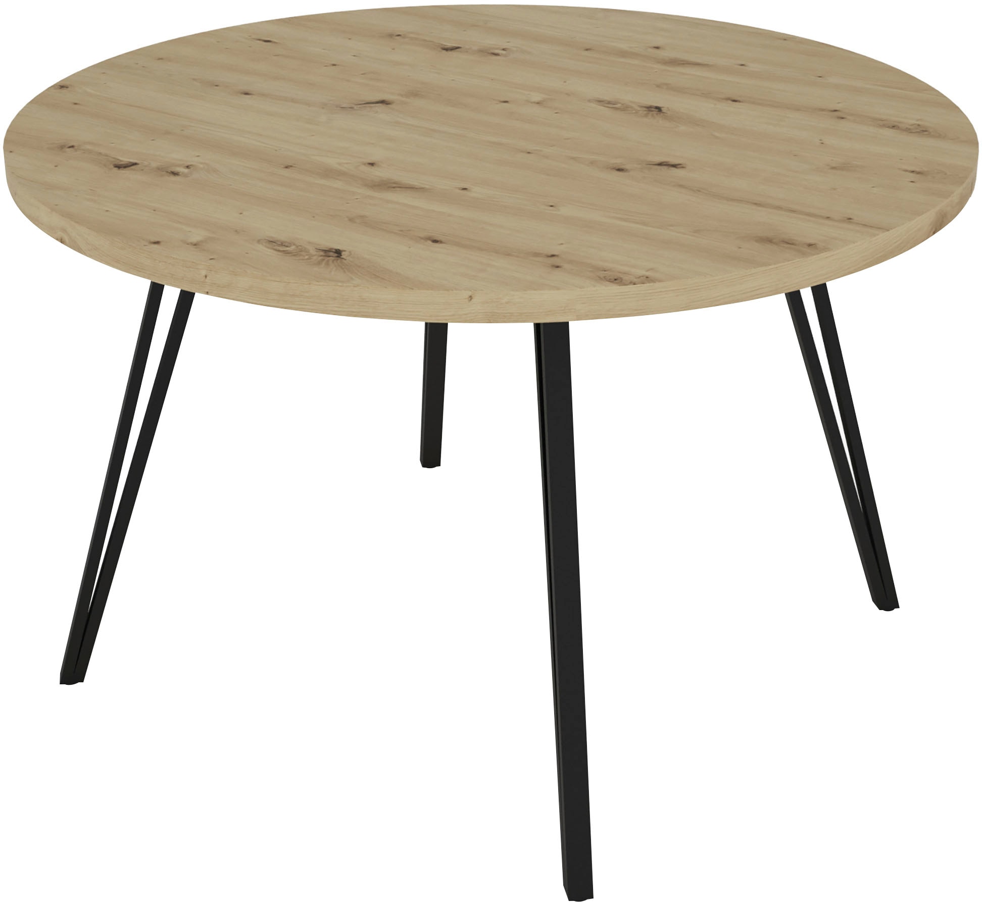 Image of byLIVING Esstisch "Marta" 1 Stk. tlg. mit 120cm runder Tischplatte in Artisan Eiche Optik und Metallbeinen