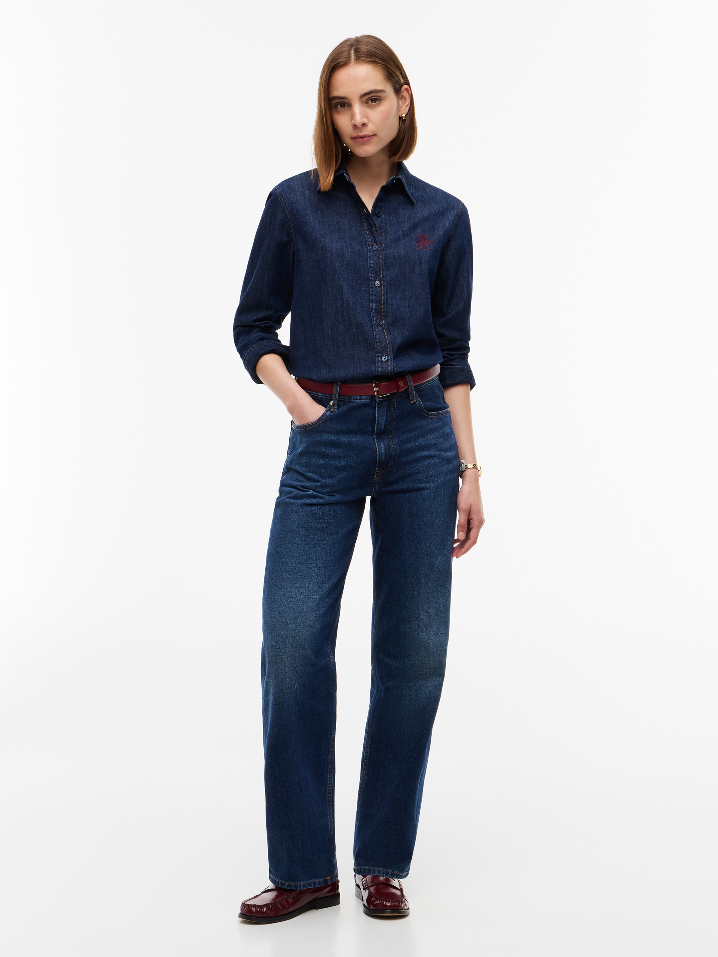 Tommy Hilfiger Blouse en jean »RELAXED SHIRT MYF« coton, coupe décontractée