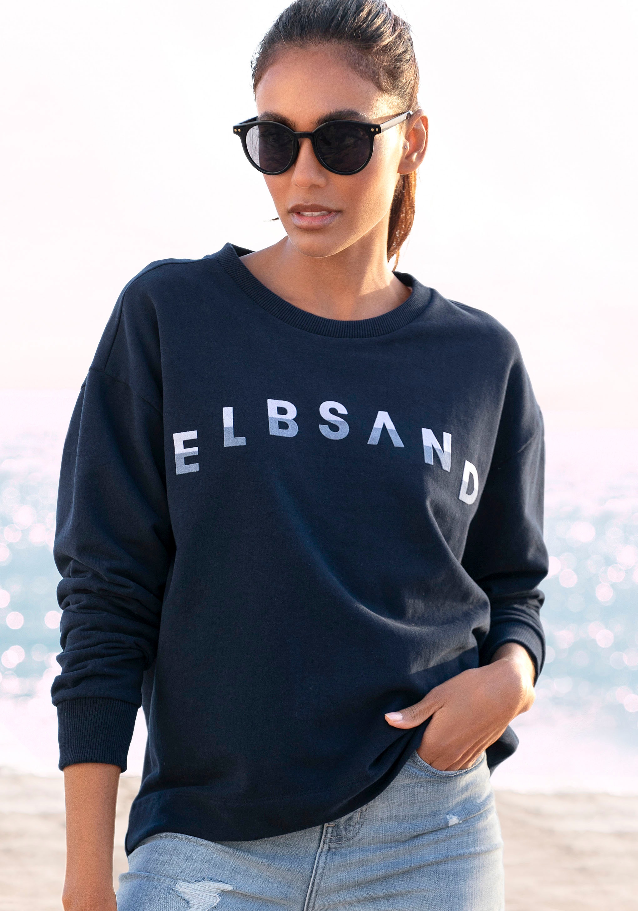 Image of Elbsand Sweatshirt »Sontje«, mit Flockpint vorne bei Ackermann Versand Schweiz