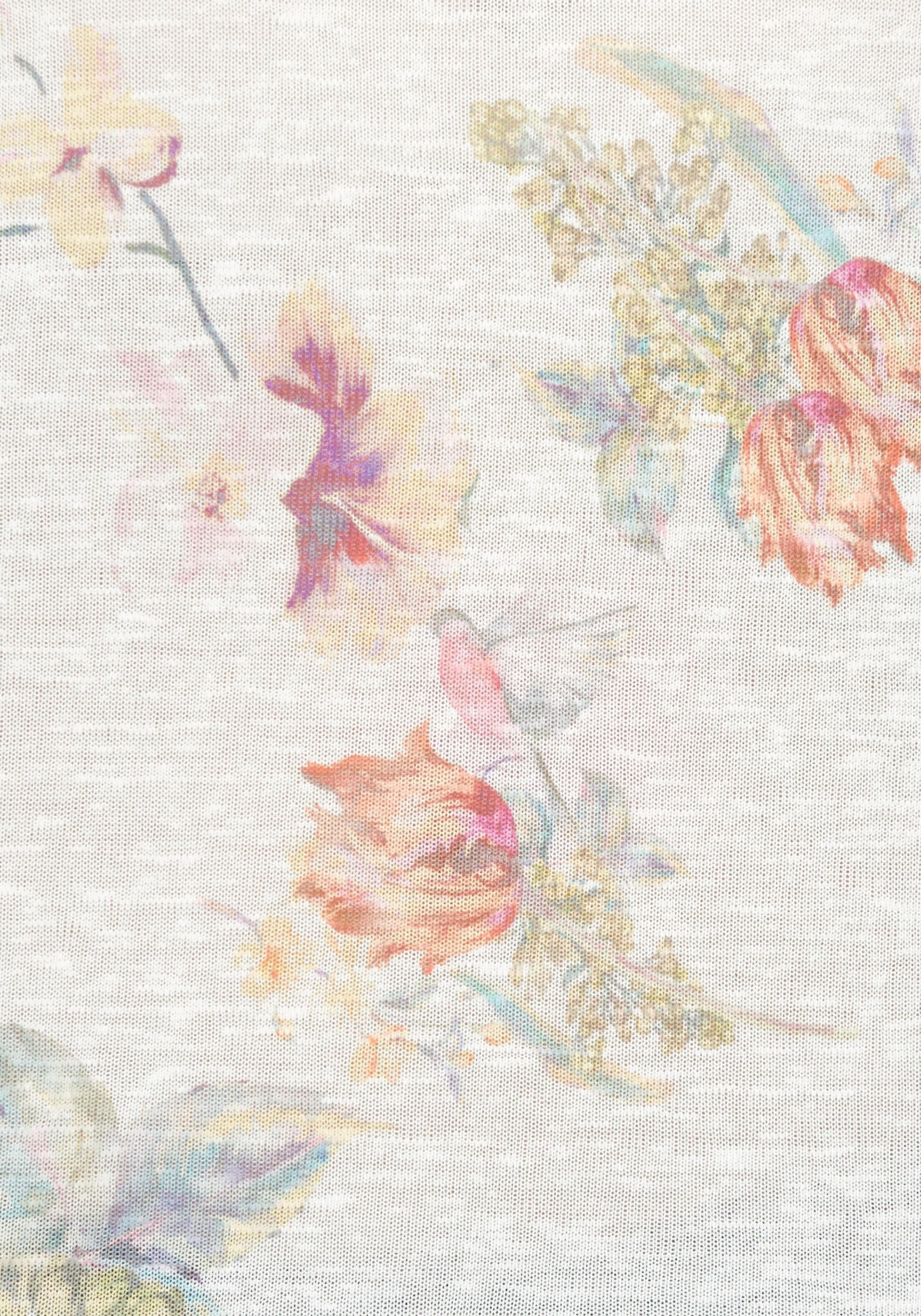 Aniston CASUAL Langarmshirt, mit grossflächigem Blumendruck und Vögeln