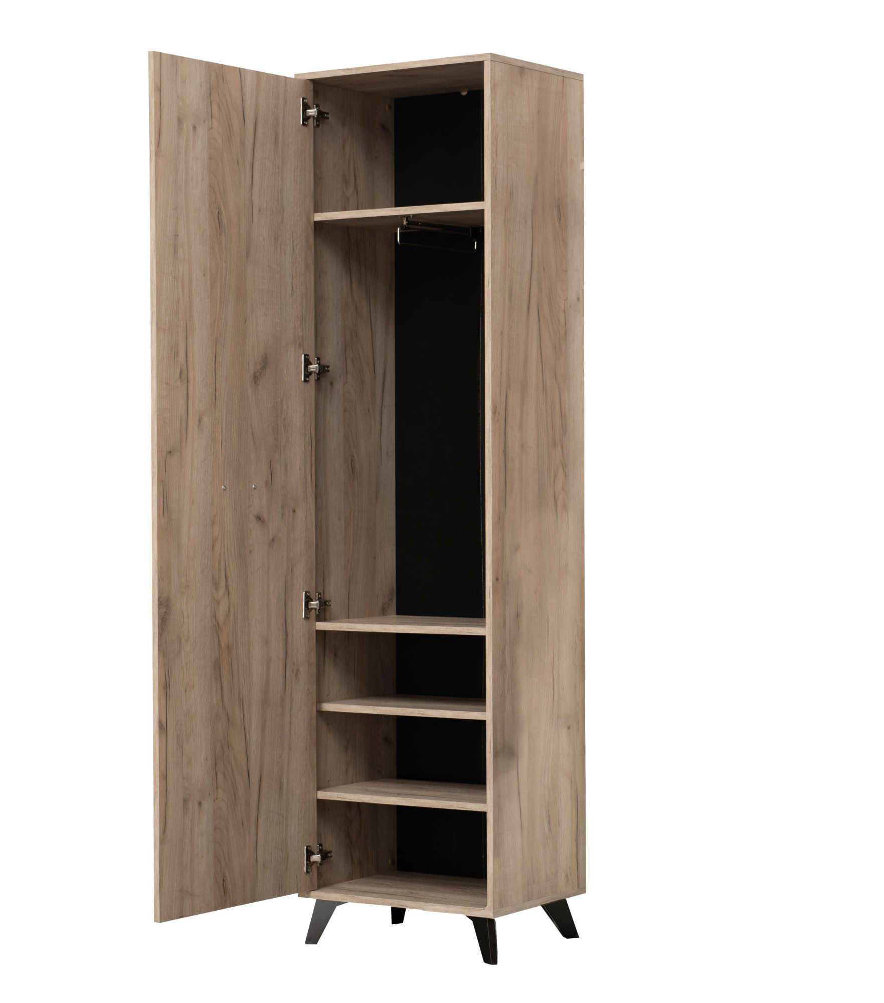 INOSIGN Garderobenschrank »Umbria, Kleiderschrank, Stauraumschrank, Flurschrank, Höhe 192 cm«, in Grau Eiche, mit einer Kleiderstange, mit schwarzen Beinen