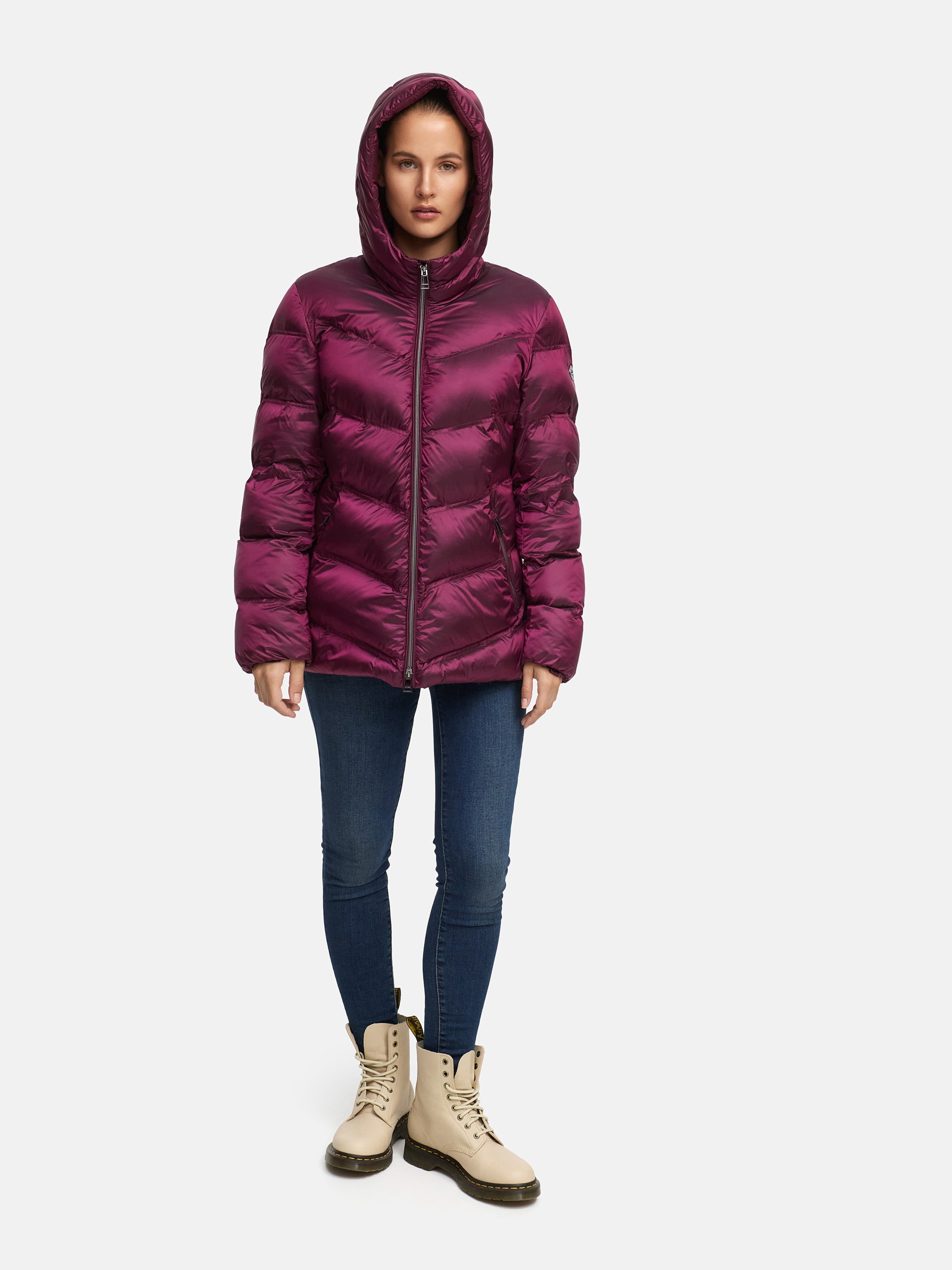 MANISA Steppjacke, mit Kapuze, mit Stehkragen, Kapuze und elastischem Ärmelsaum