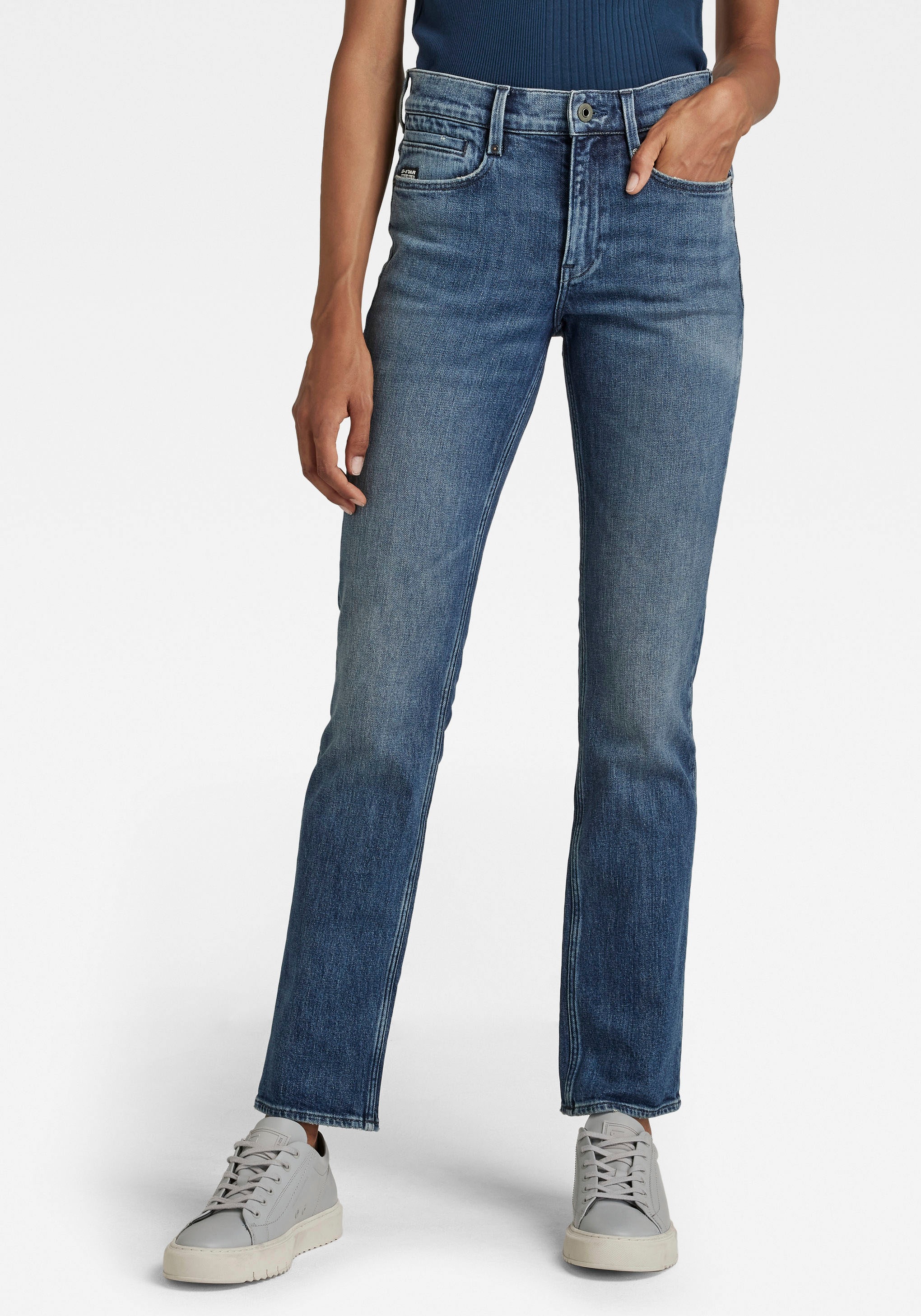 Image of G-Star RAW Straight-Jeans »Noxer High Straight«, mit Umschlagsaum u. Reissverschlusstasche an der Gesässtasche bei Ackermann Versand Schweiz