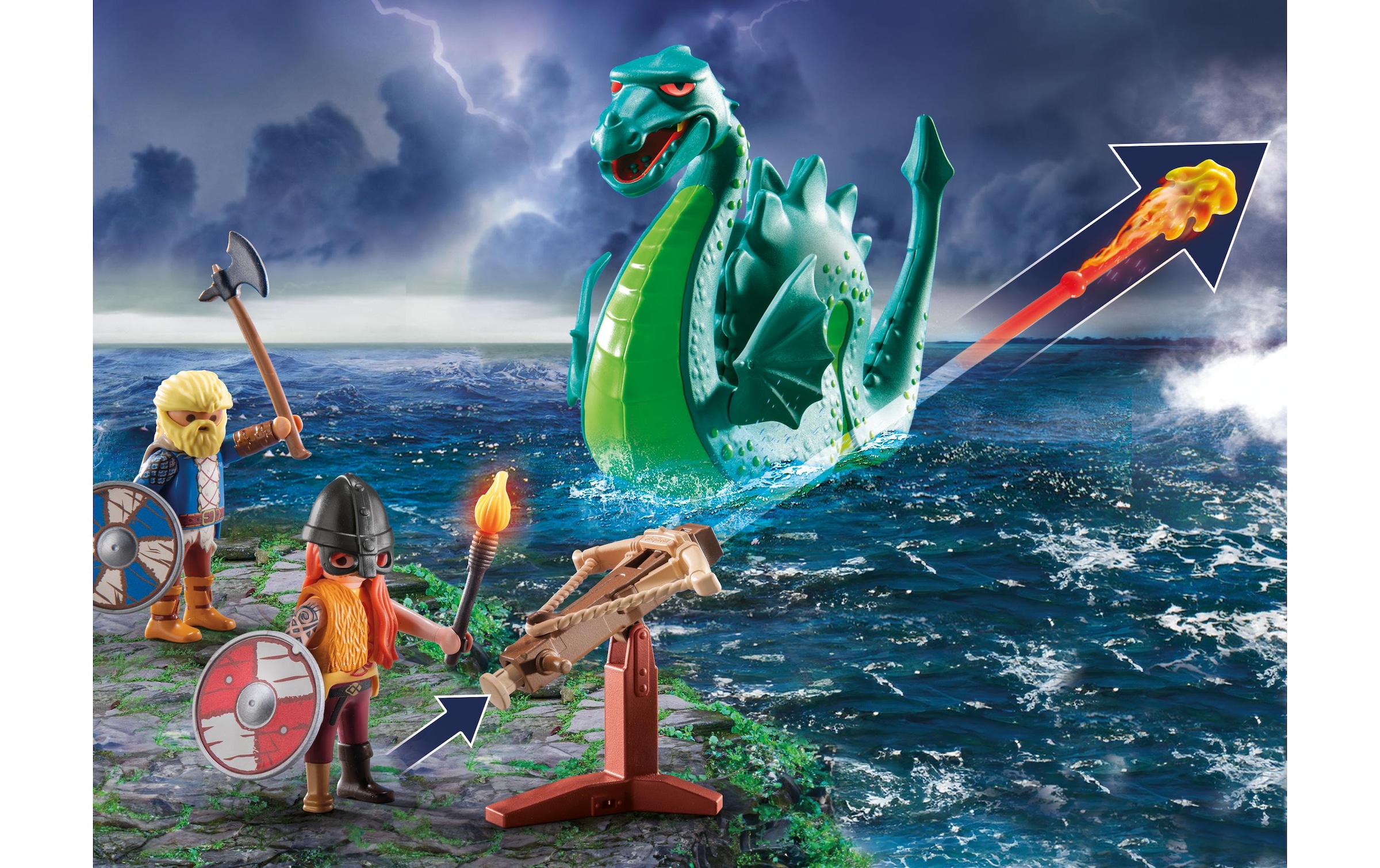 Playmobil® Spielbausteine »History Wikinger mit Seeungeheuer 71830«, (40 St.)