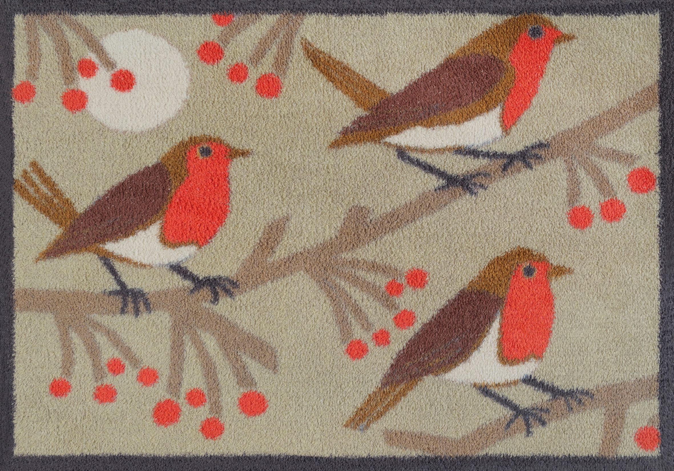 Image of Turtle Mat Fussmatte "Red Robins" rechteckig 9 mm Höhe waschbar und trocknergeeignet
