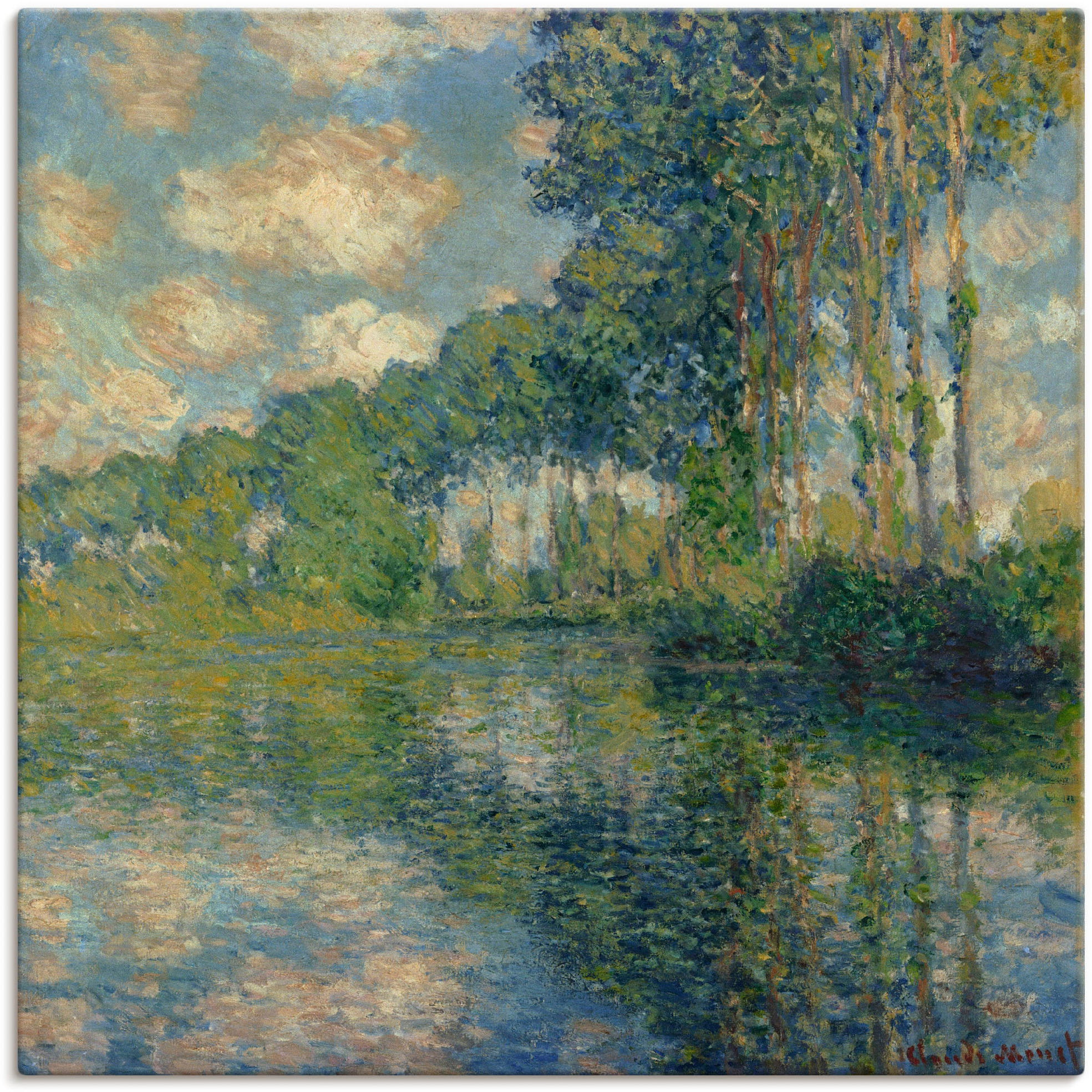 Image of Artland Leinwandbild "Pappeln an der Epte." Gewässer 1 Stk. tlg. auf Holzrahmen gespannt