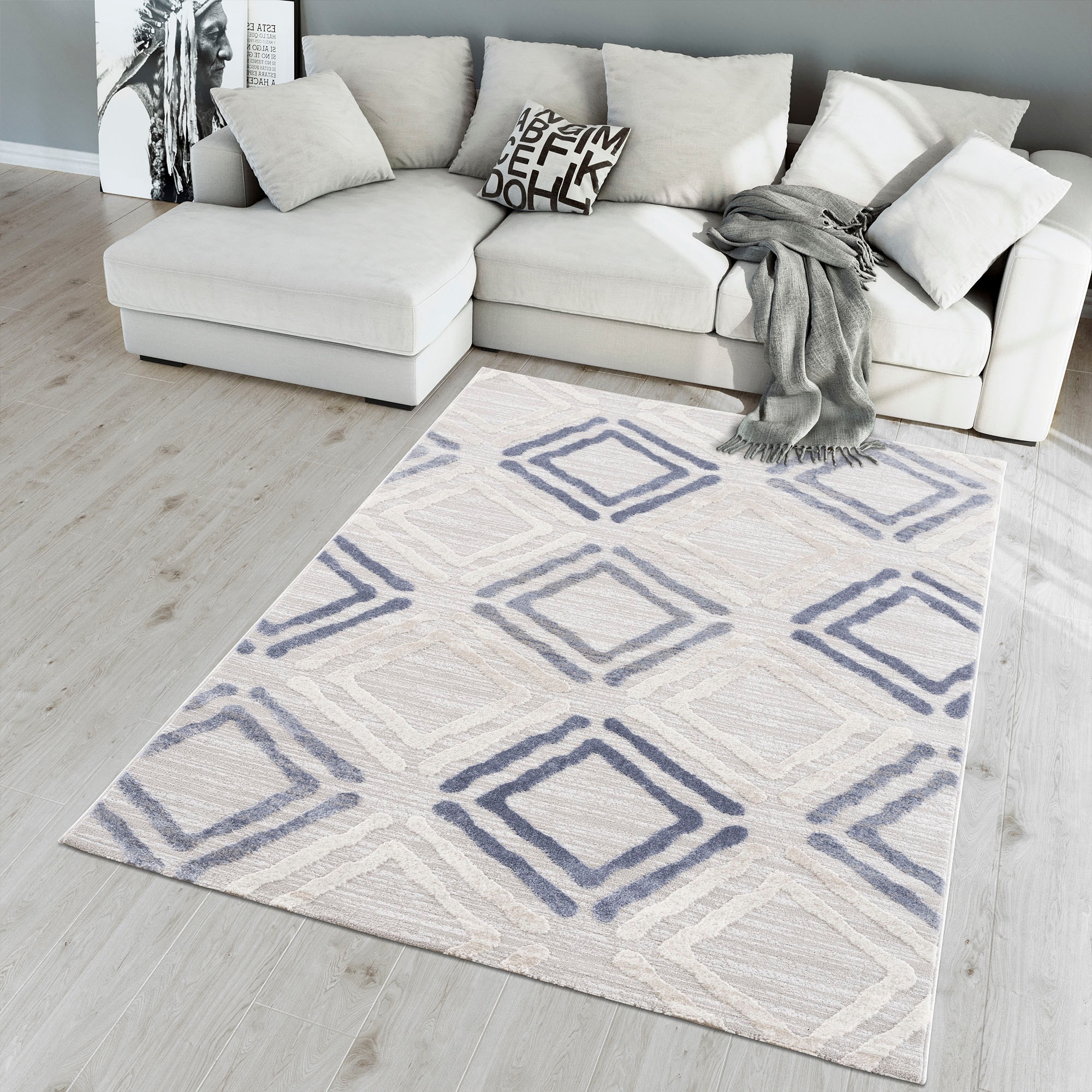 Image of Sanat Teppich "Evra 7006" rechteckig 22 mm Höhe Wohnzimmer, Kurzflor, modern, Läufer