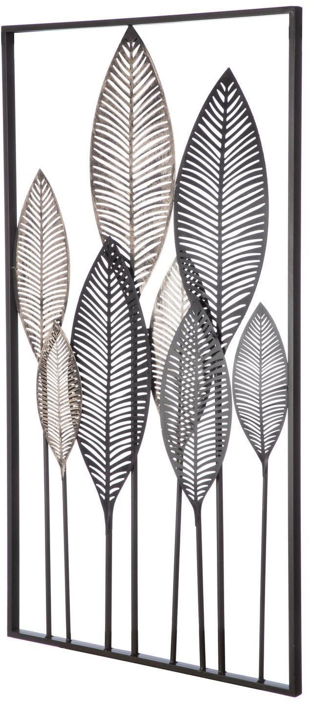 GILDE Objet de décoration murale »Wandrelief Palmblätter« Couleur champagne avec finition antique, décoration murale