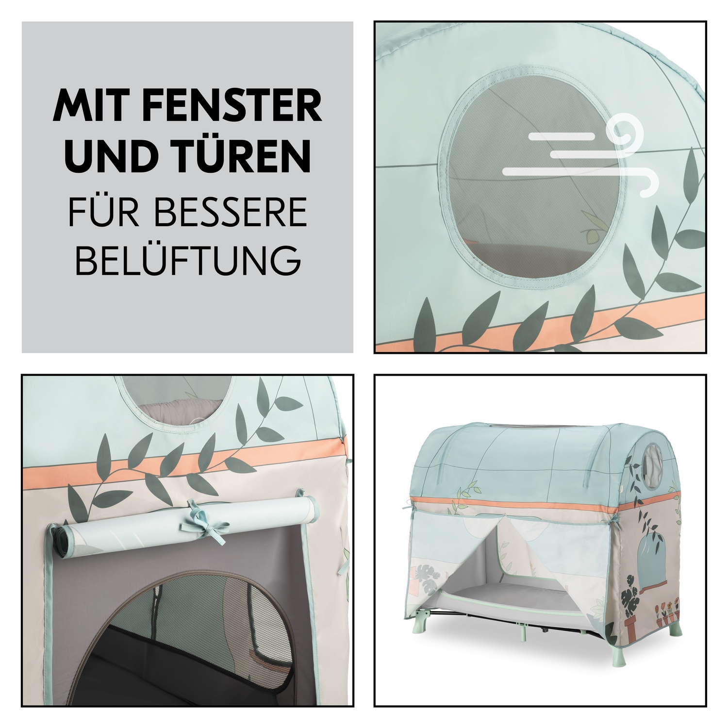 Hauck Bettzelt »Travel Bed Cover, Plants« Ergänzung für hauck Reisebetten (120 x 60 cm)