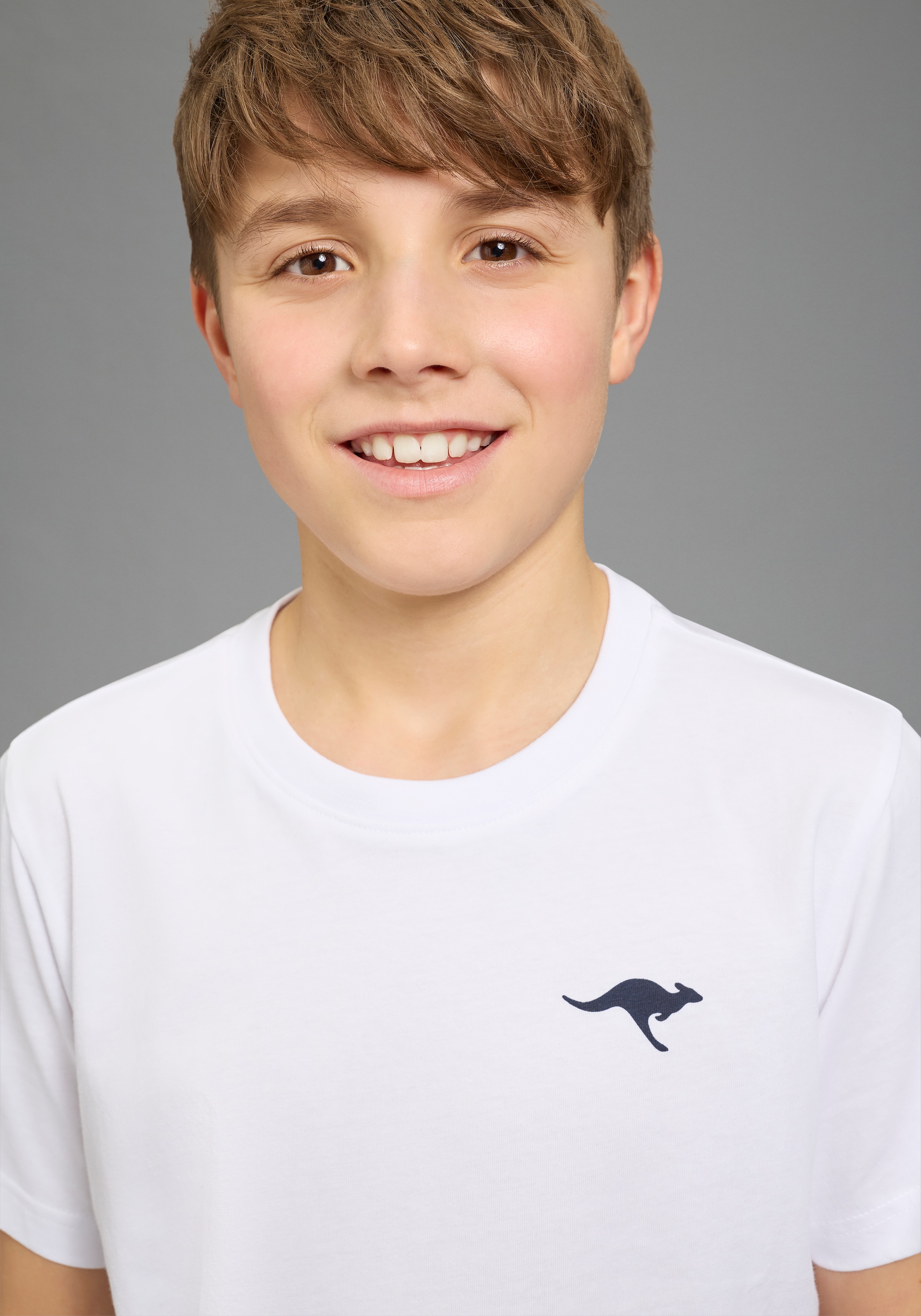 KangaROOS T-shirt »Kangaroos 2er Pack T-Shirts« Packung, 2, 2 pièces Basic Passform, mit Rundhalsausschnitt, bedruckt, aus Baumwolle