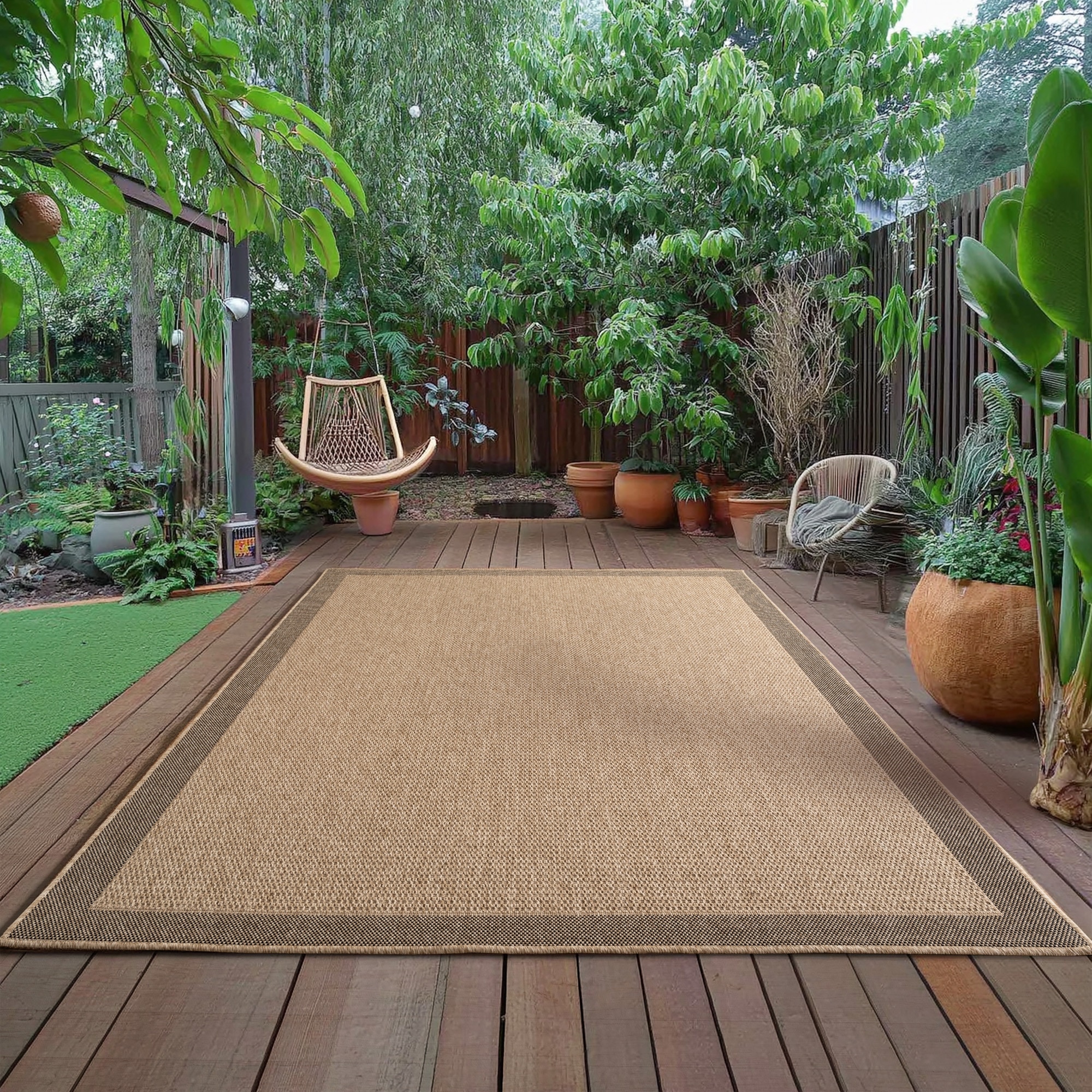 Image of Ayyildiz Teppiche Outdoorteppich "TIMBER 1402,auch als Läufer und Rund" rechteckig 5 mm Höhe In und Outdoor, Jute Sisal Optik, Wohnzimmer, Terrasse