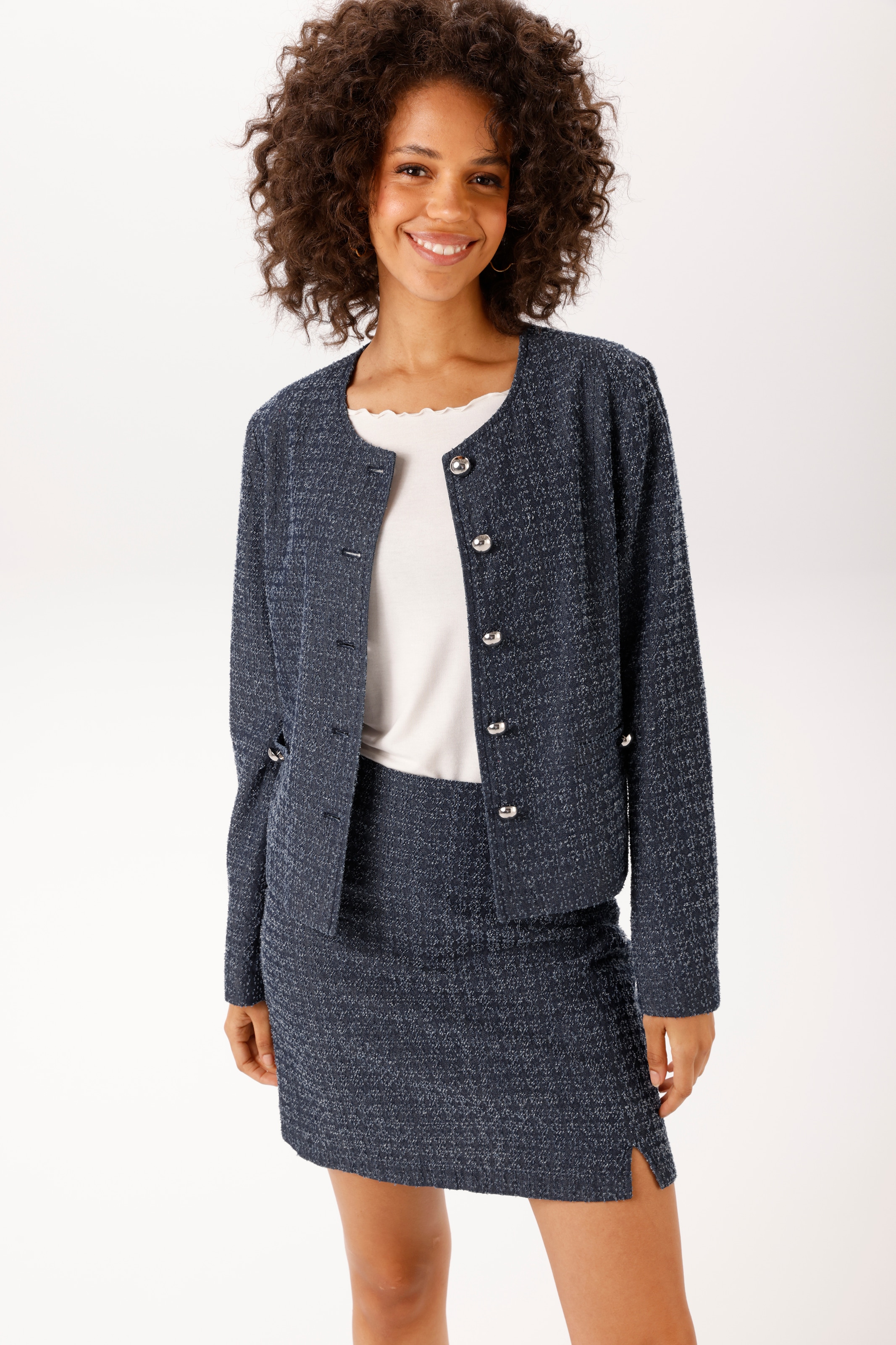 Image of Aniston CASUAL Kurzblazer aus strukturiertem Denim-Jacquard - NEUE KOLLEKTION