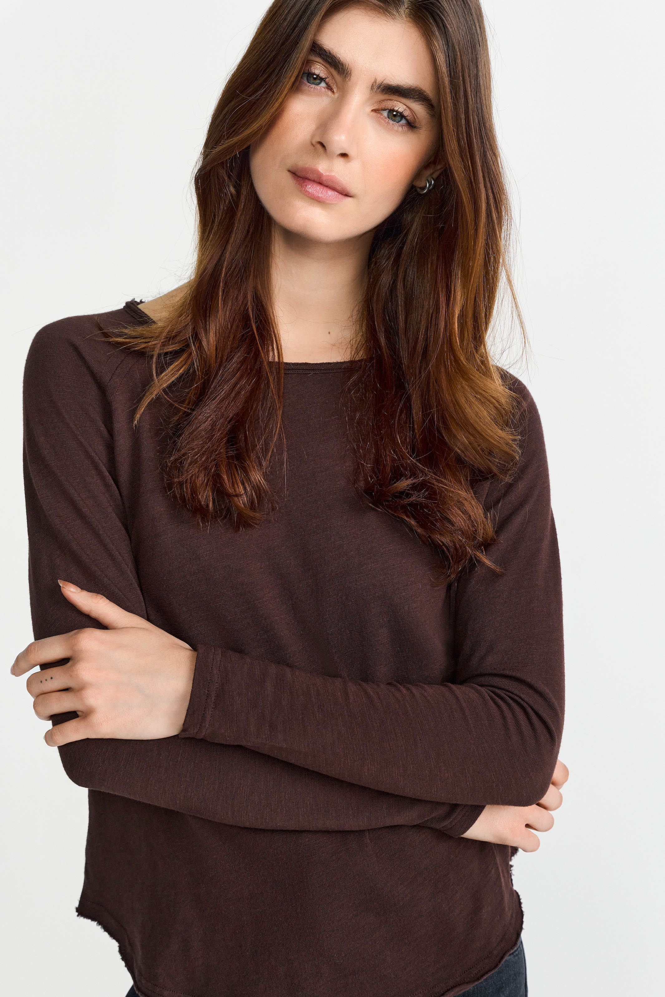 Image of RICHROYAL Longsleeve offene Kanten am Ausschnitt und Saum, normale Passform