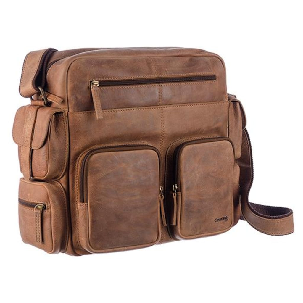 GreenLand Nature Messenger Bag »Montenegro«, aus echtem Leder mit praktischen Vortaschen