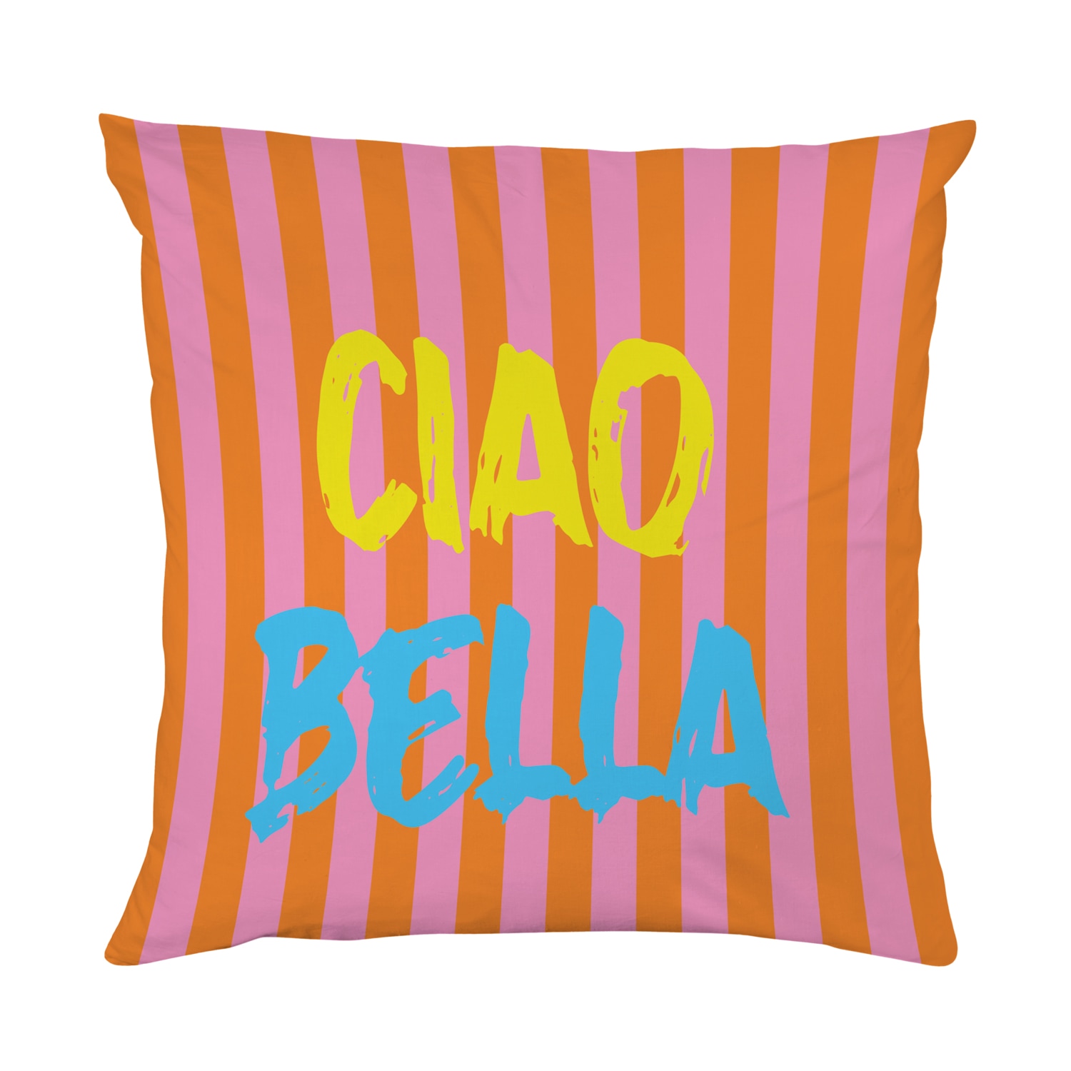 Image of queence Dekokissen "Ciao Bella gestreift" Beidseitig bedruckte Kissenhülle, Kissen 40x40cm, inkl. Reissverschluss