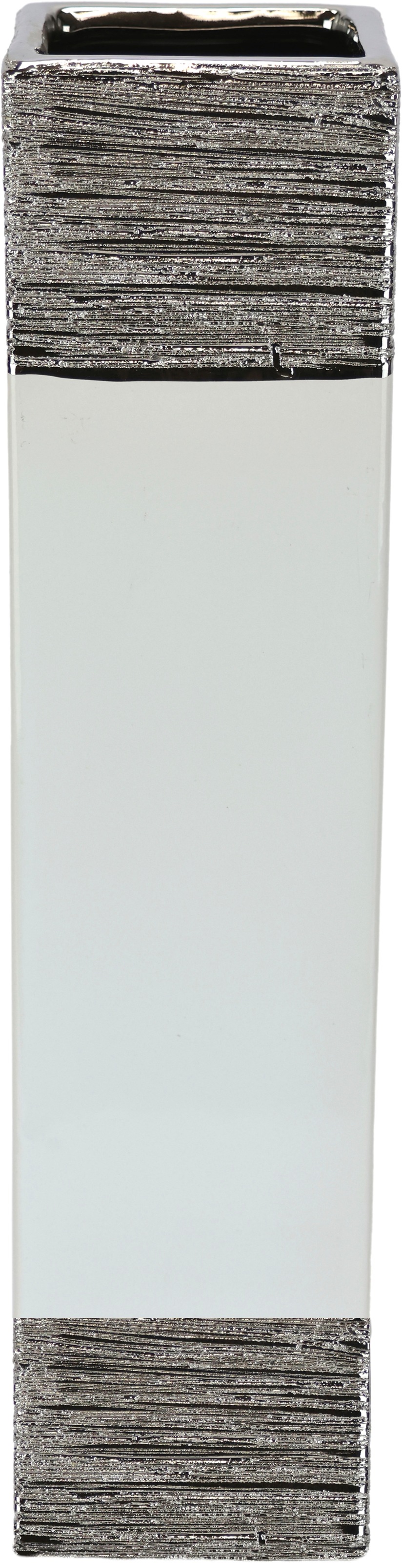Image of I.GE.A. Dekovase "Blumenvase" Dekovase Zylindervase silber weiss glänzend Blumenvase Modern Tischvase
