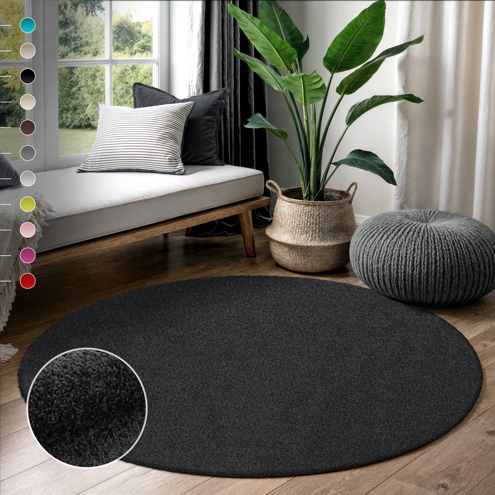 Image of Sanat Hochflor-Teppich "LOCA" rund 30 mm Höhe Wohnzimmer, Langflor, Shaggy, Schlafzimmer