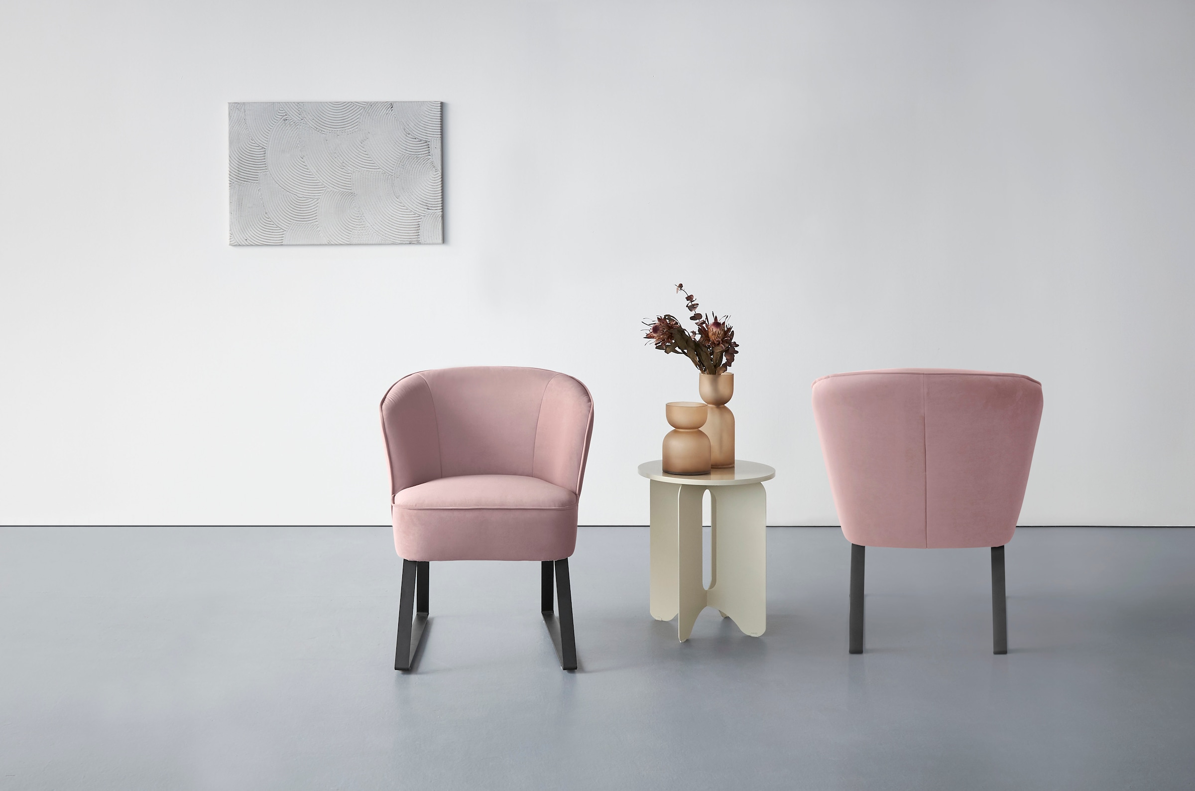 exxpo - sofa fashion Sessel »Americano, Loungesessel«, mit Keder und Metallfüssen, Bezug in verschiedenen Qualitäten, 1 Stck.